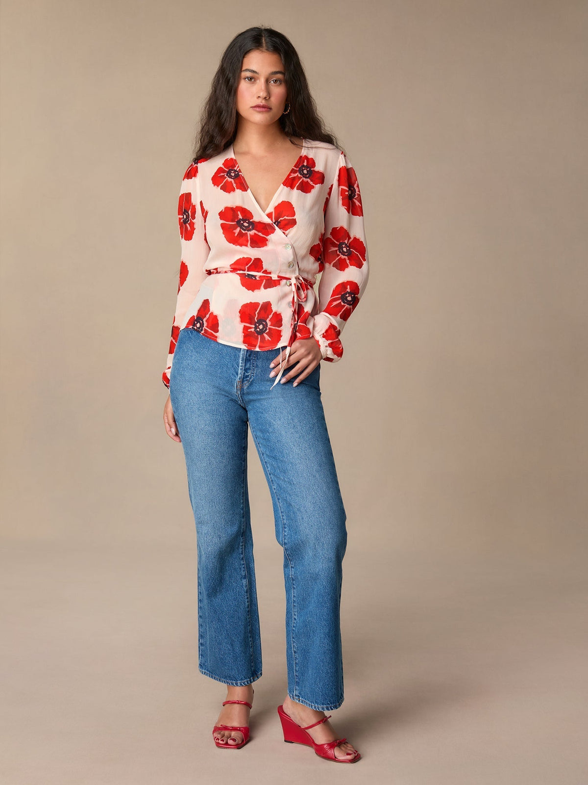 Blouse Enveloppante Florale | Chiffon Col V