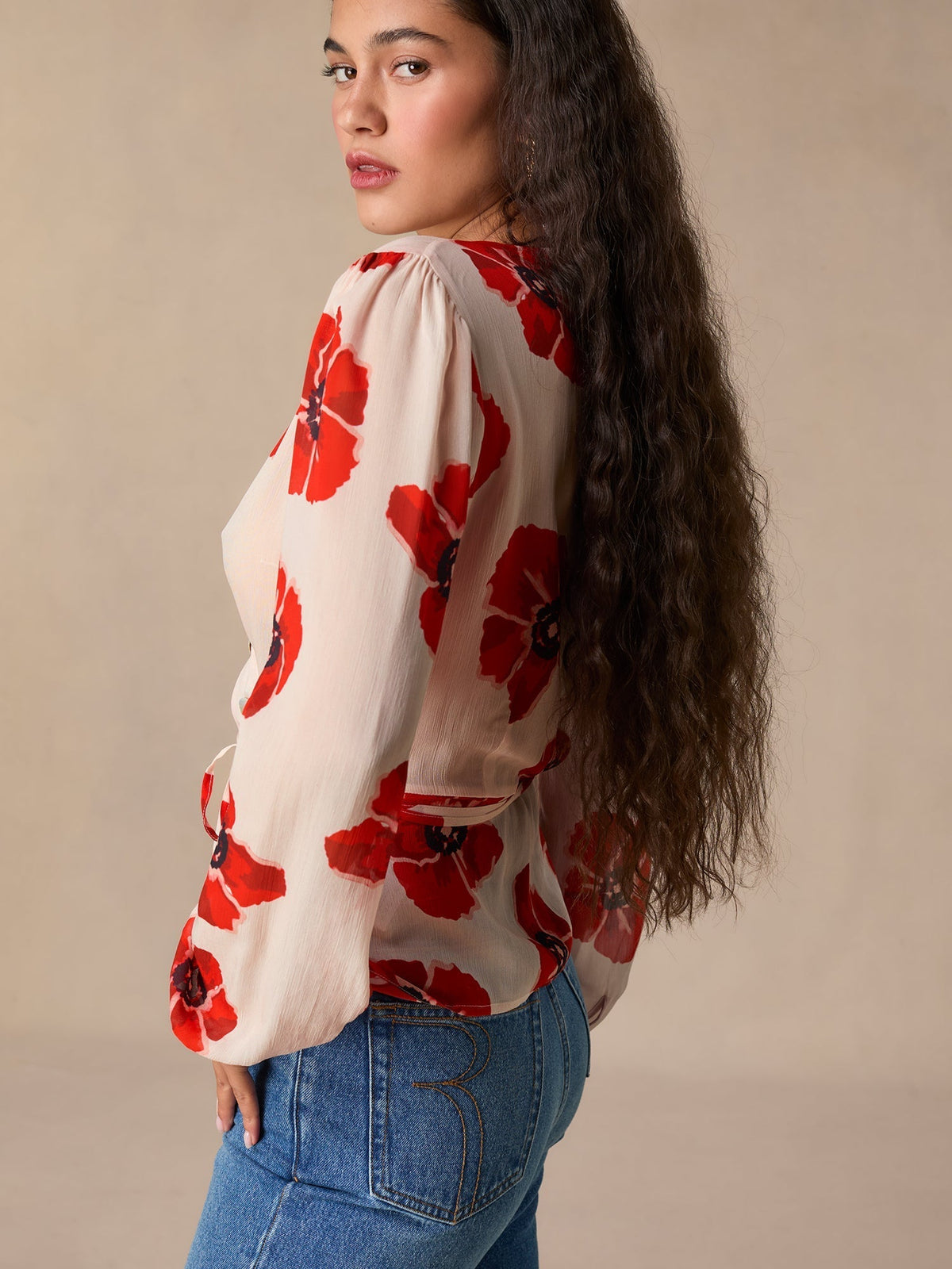 Blouse Enveloppante Florale | Chiffon Col V