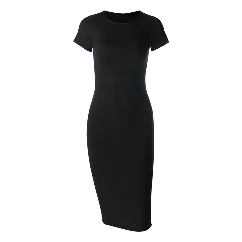 Robe Midi en Coton | Slim Fit | Manches Courtes