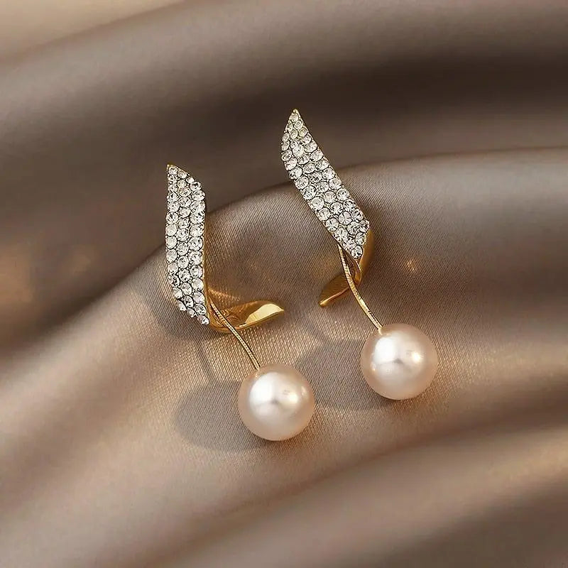 Boucles d'oreilles Lueur Perle | Paved Cristal Or