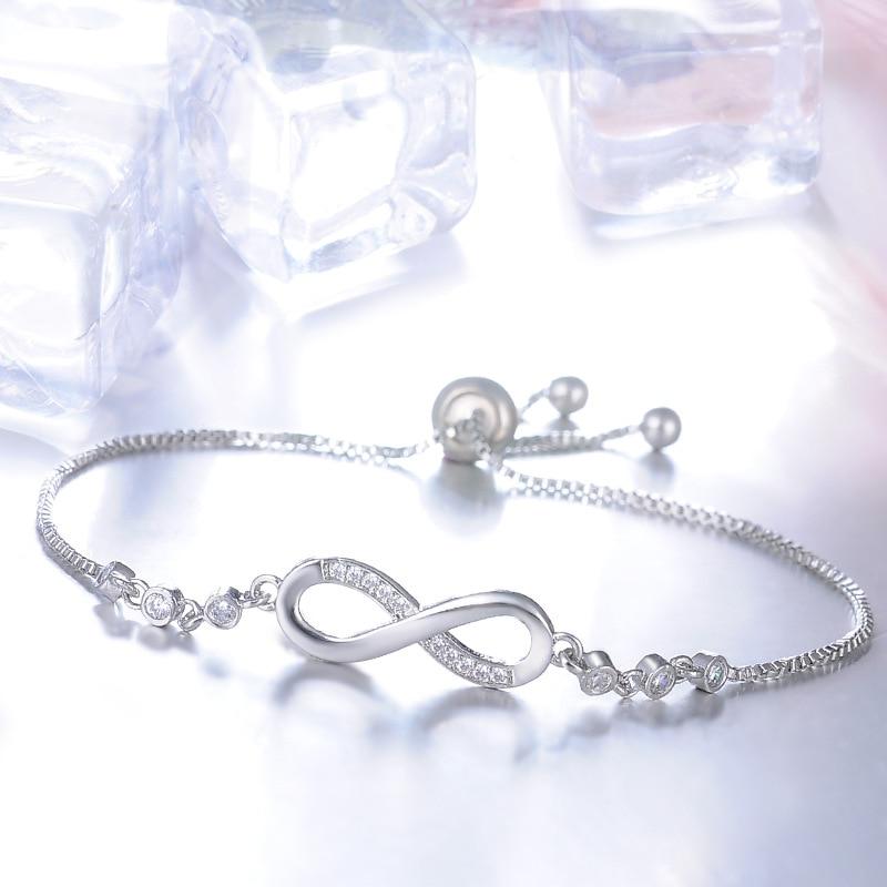 Bracelet Infini | Chaîne Ajustable | Détail Cristal