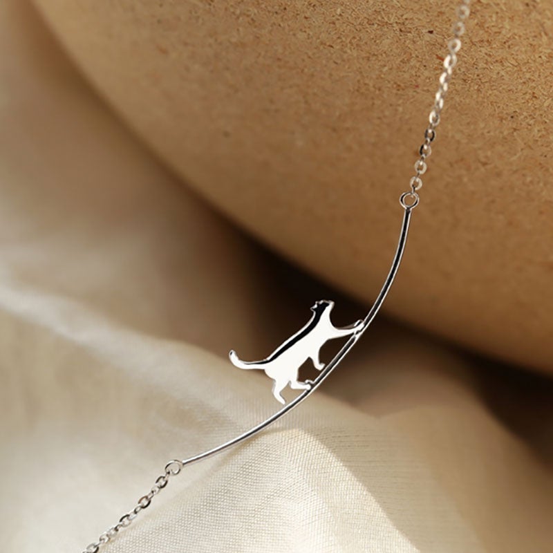 Collier Pendentif Chat Fondamentale | Fini Argent
