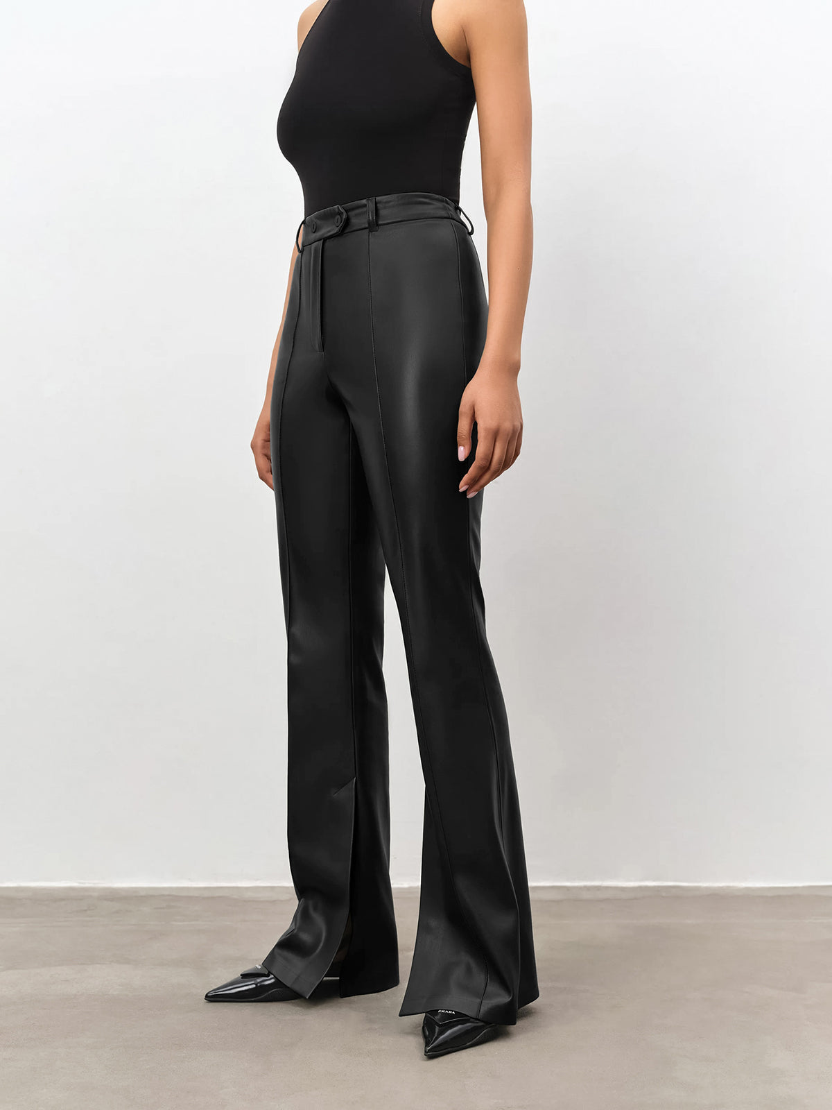 Pantalon Flare Similicuir Taille Haute | Coupe Structurée