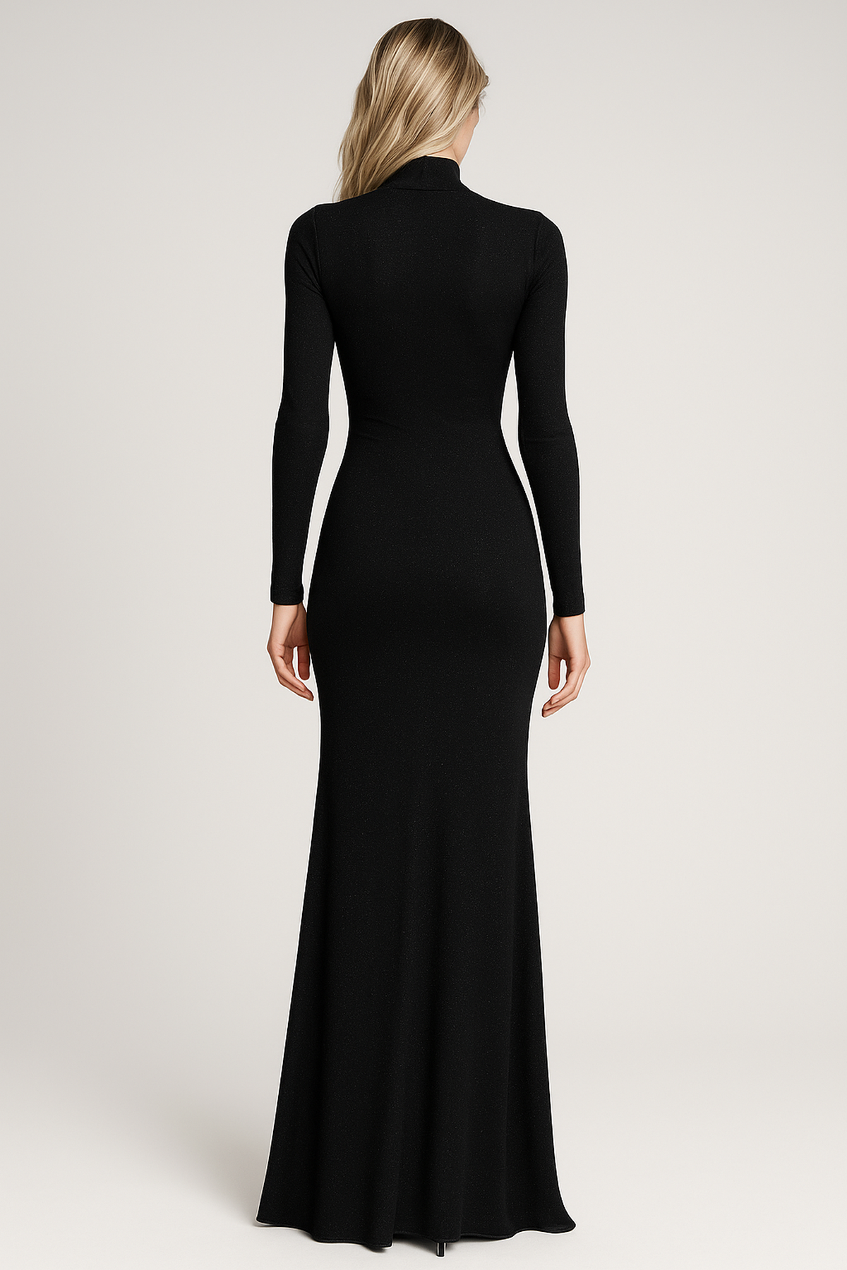 Robe Minuit Maxi | Col Montant Découpé | Manches Longues