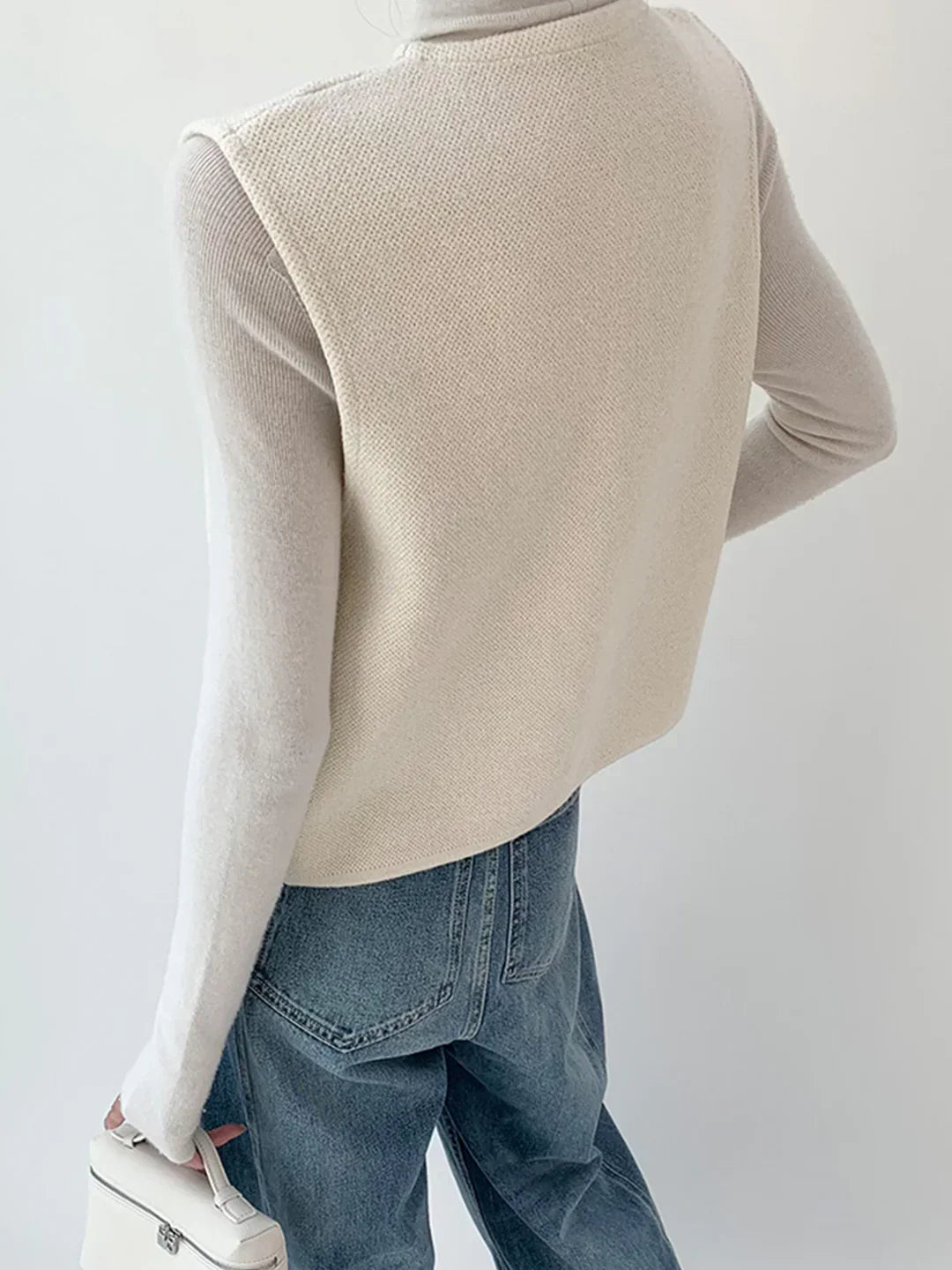 Gilet Tricot Métier | Détail Bouton Or | Coupe Regular