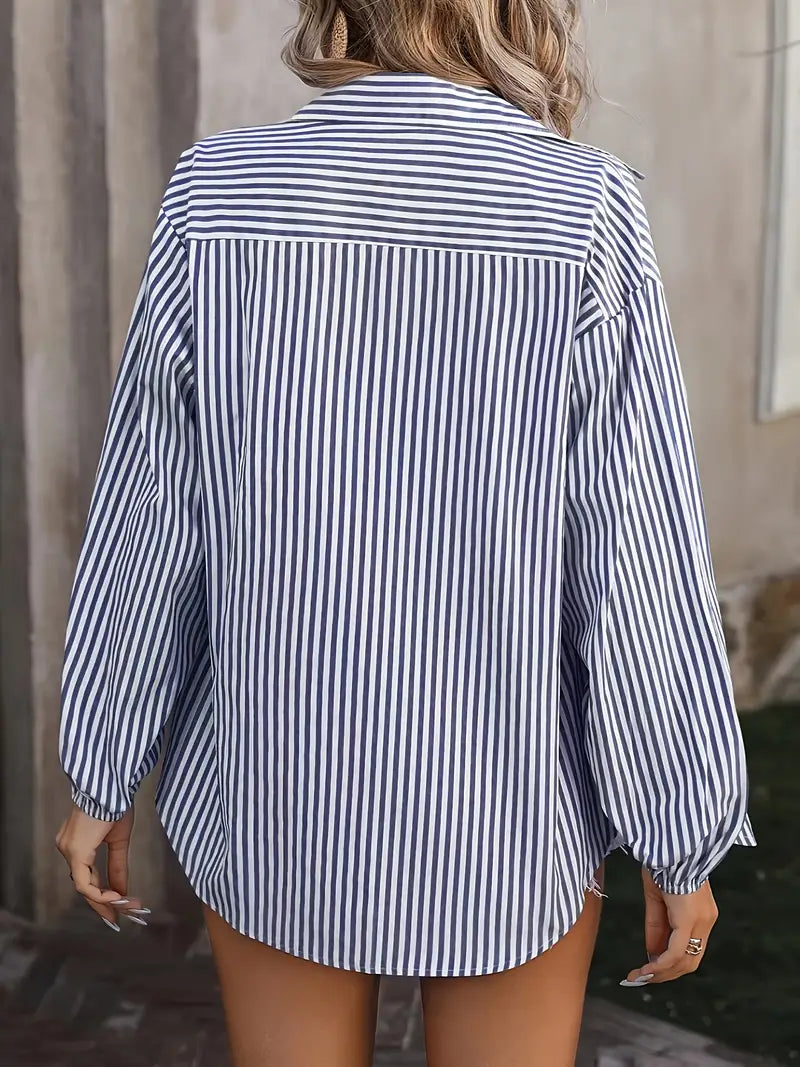Chemise Rayée Boutonnée | Coupe Relaxée | Mélange de Coton