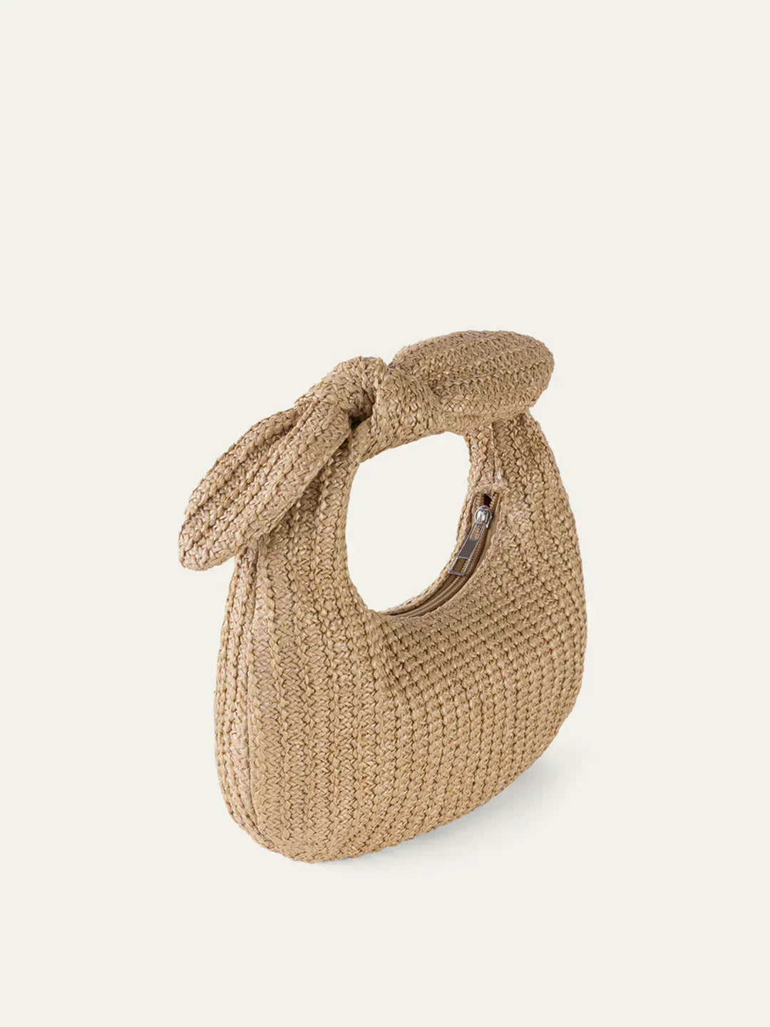 Sac en Paille Évasion avec Noeud | Silhouette Lune Coupée