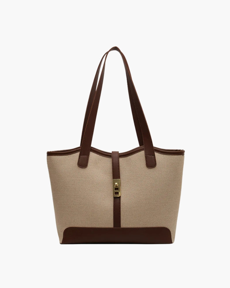 Tote en Canvas Évasion | Bordure Contrastée, Sangle Turnlock, Poignées Doubles