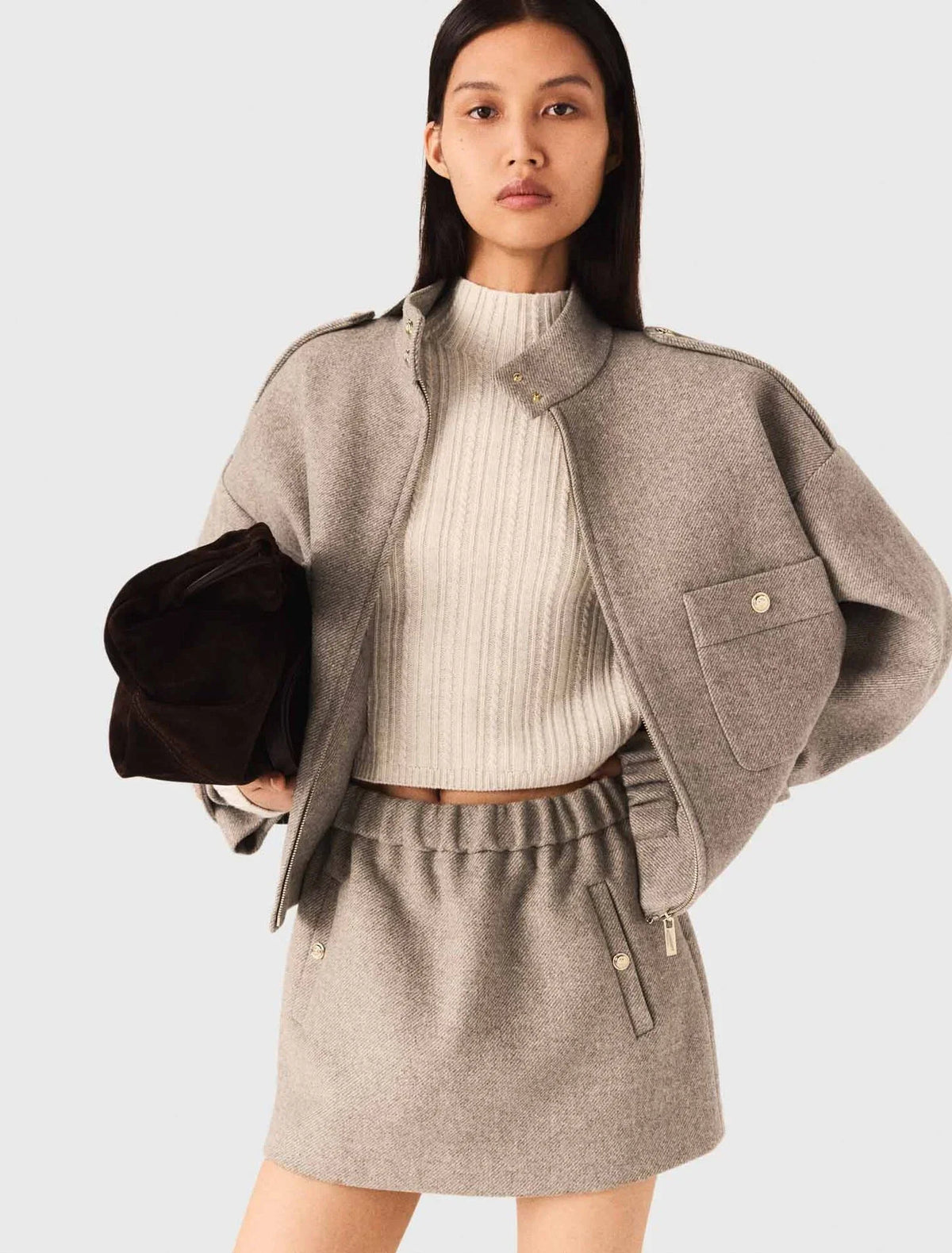 Veste Courte en Mélange de Laine | Style Urbain Structuré