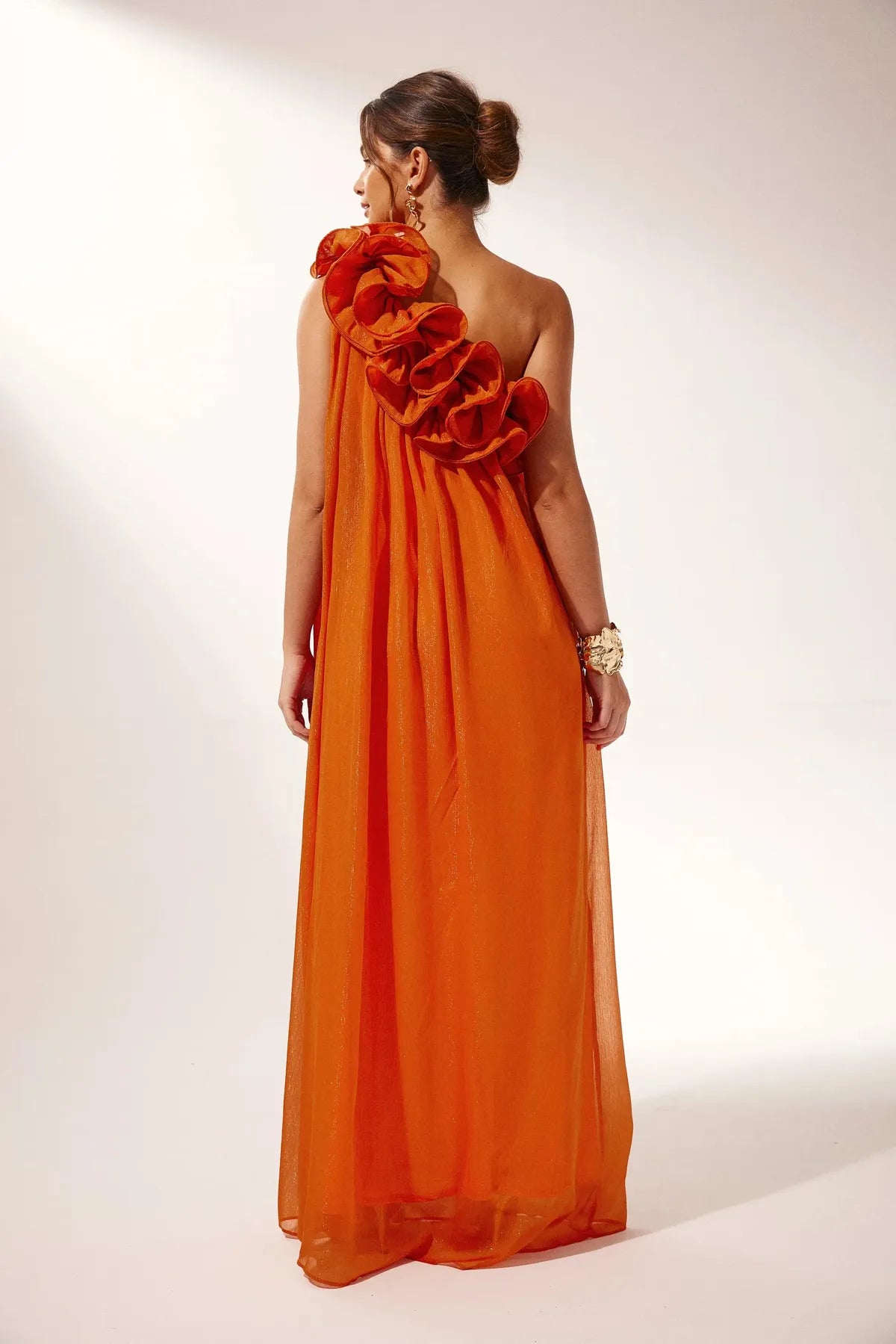 Robe Maxi Florale Épaule Nue | Silhouette Drapée | Soirée