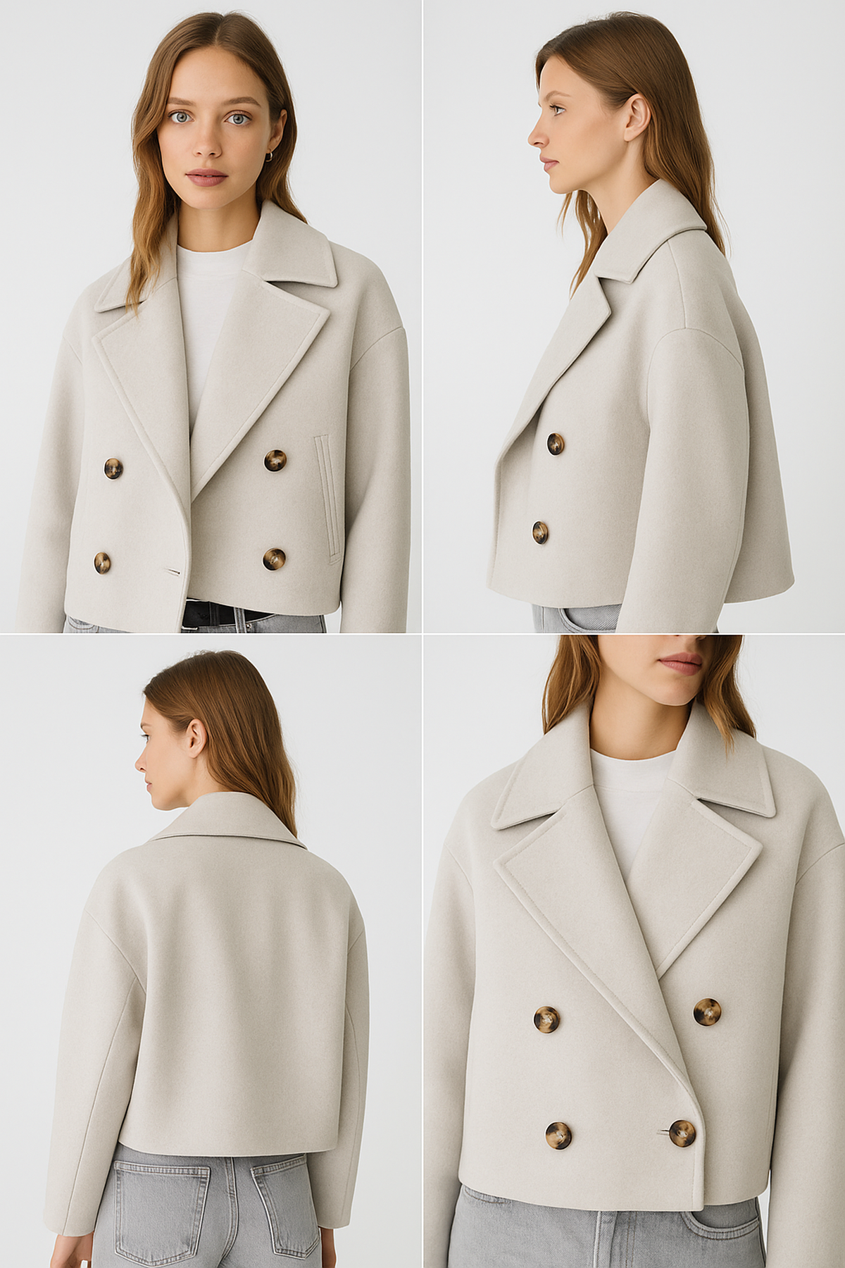 Manteau court en mélange de laine | Double breasted | Coupe oversize