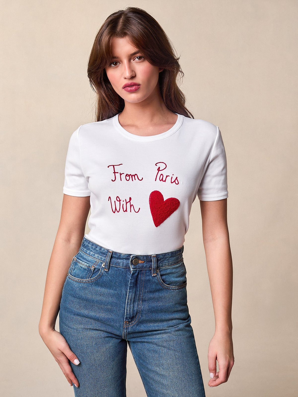 T-shirt en Coton Brodé | De Paris Avec Cœur