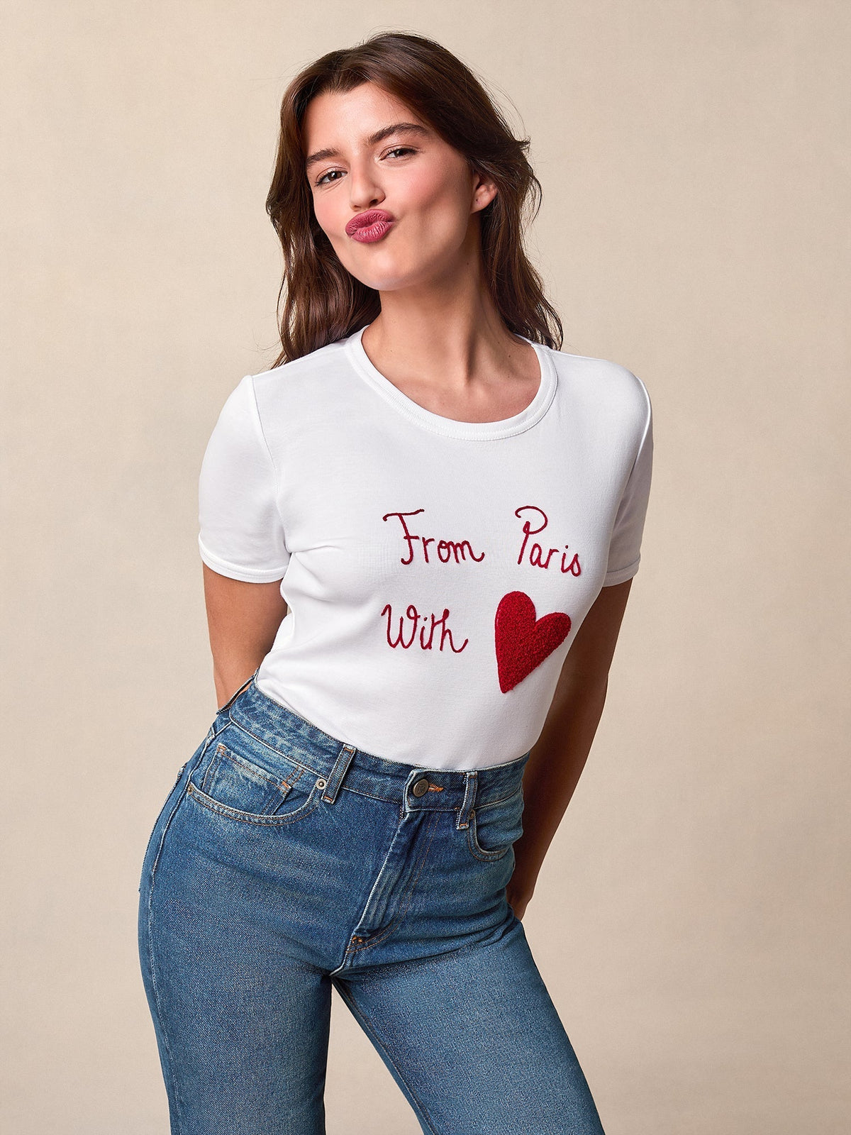 T-shirt en Coton Brodé | De Paris Avec Cœur