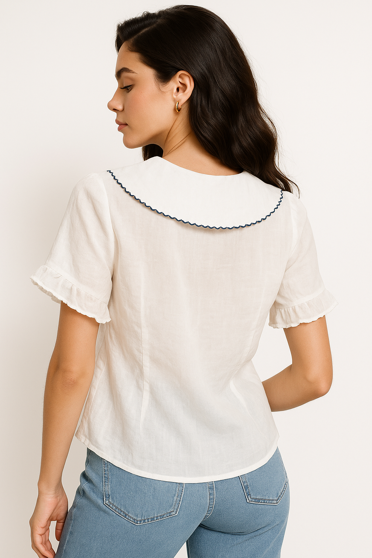 Chemise Col Berceau | Manches Courtes | Mélange Coton-Lin