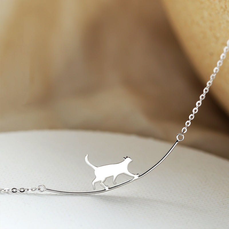 Collier Pendentif Chat Fondamentale | Fini Argent