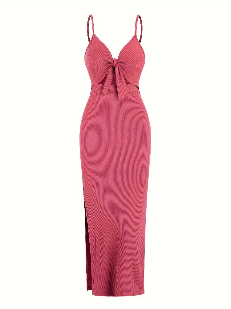 Robe Maribel Maxi | Tie Front | Coupe Slim | Détail Découpé