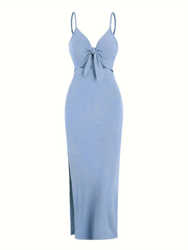 Robe Maribel Maxi | Tie Front | Coupe Slim | Détail Découpé