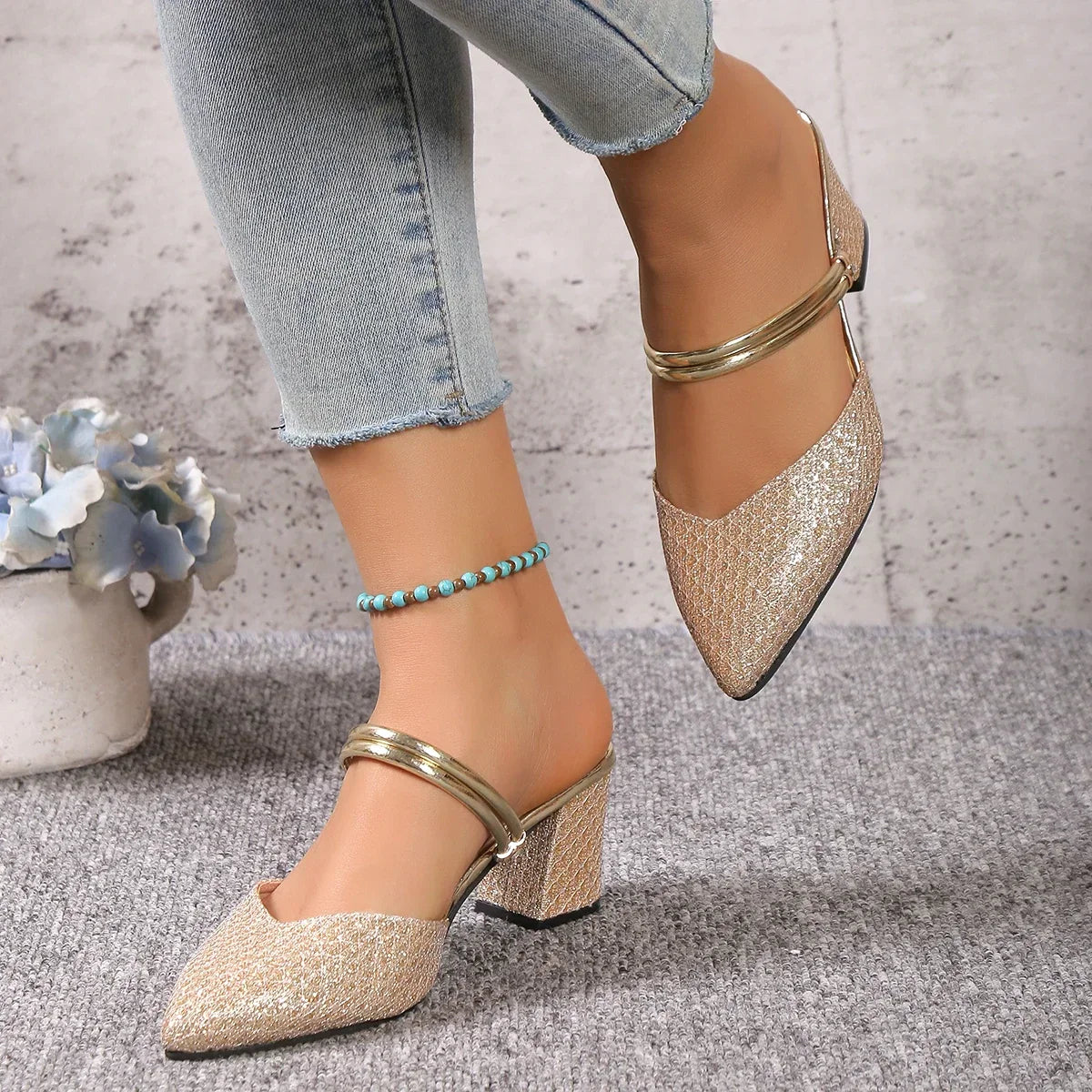 Talons Blocs Vienne | Fini Brillant | Orteil Pointu