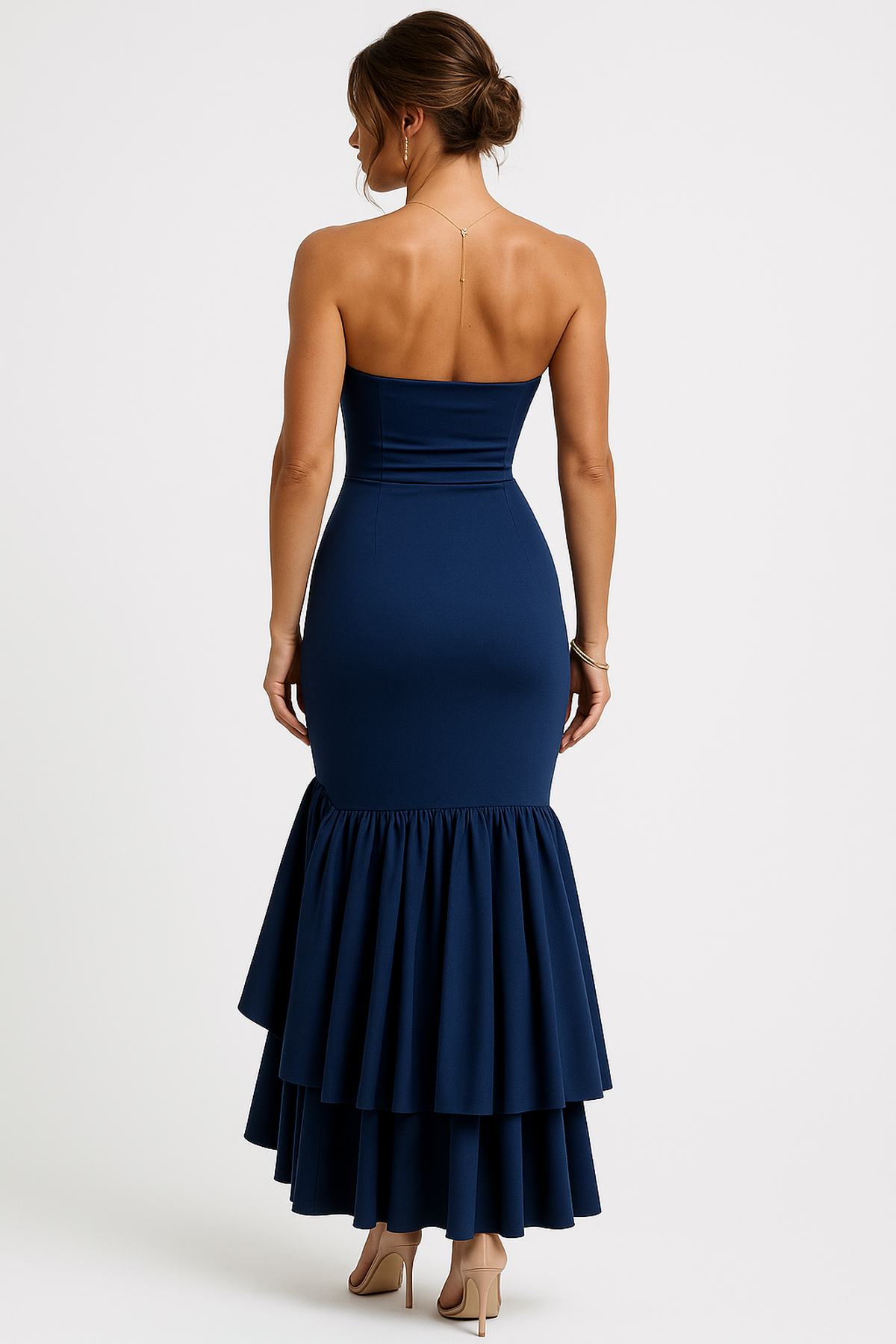 Robe Maxi Sans Manches | Volants et Fente Asymétrique
