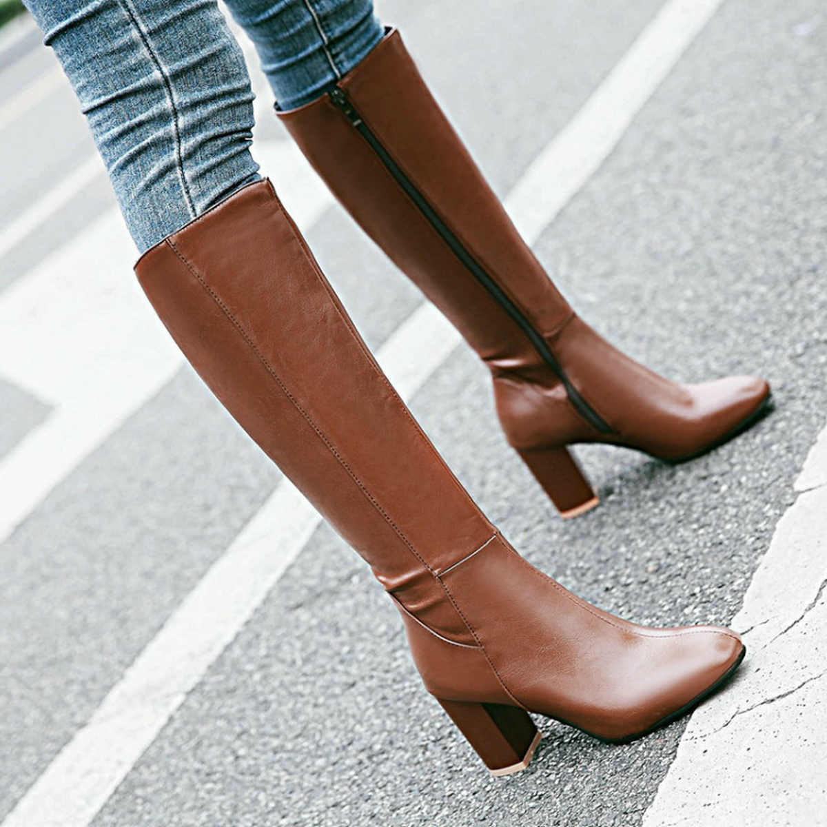 Bottes hautes à talons blocs Fondamentale | Cuir vegan | Hiver
