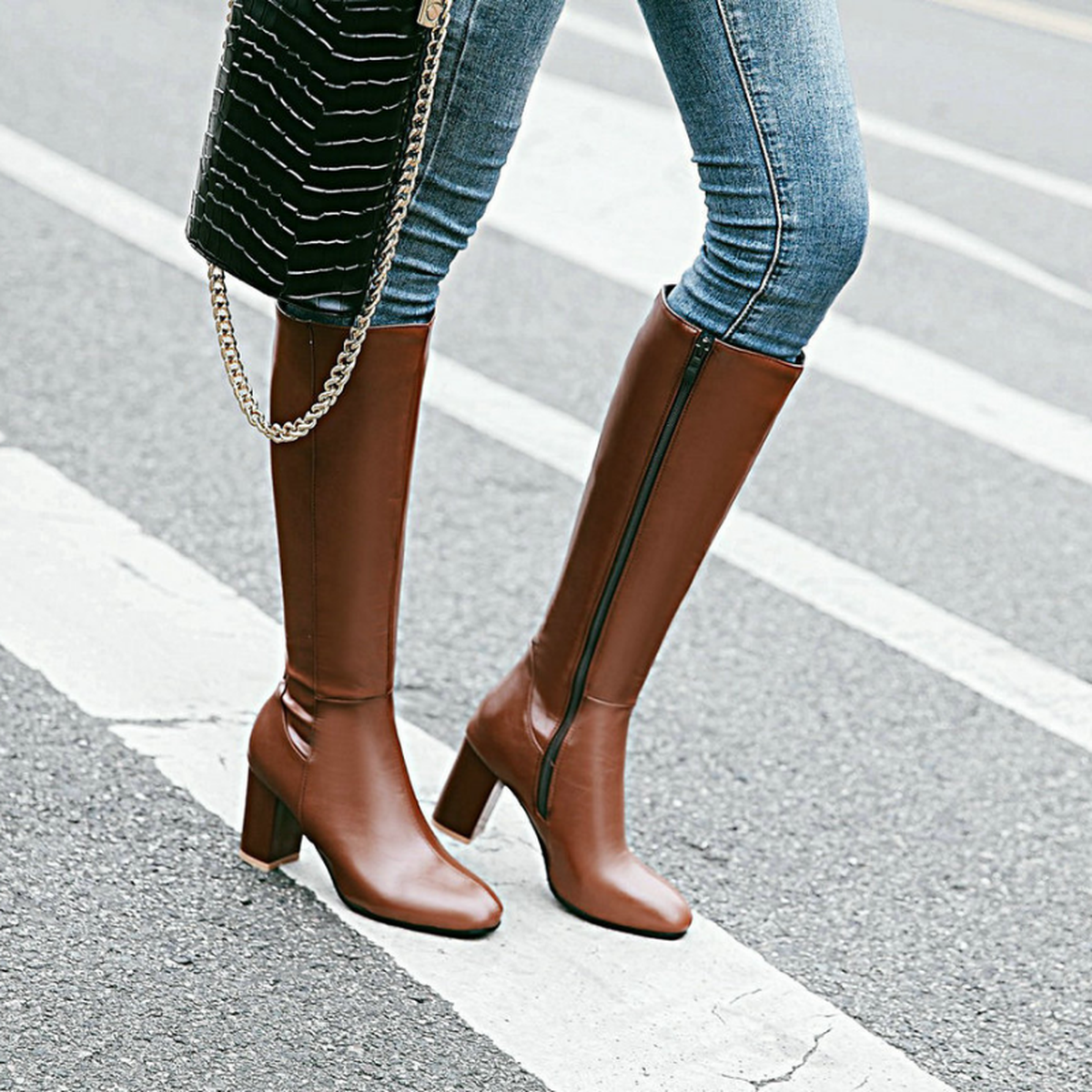 Bottes hautes à talons blocs Fondamentale | Cuir vegan | Hiver
