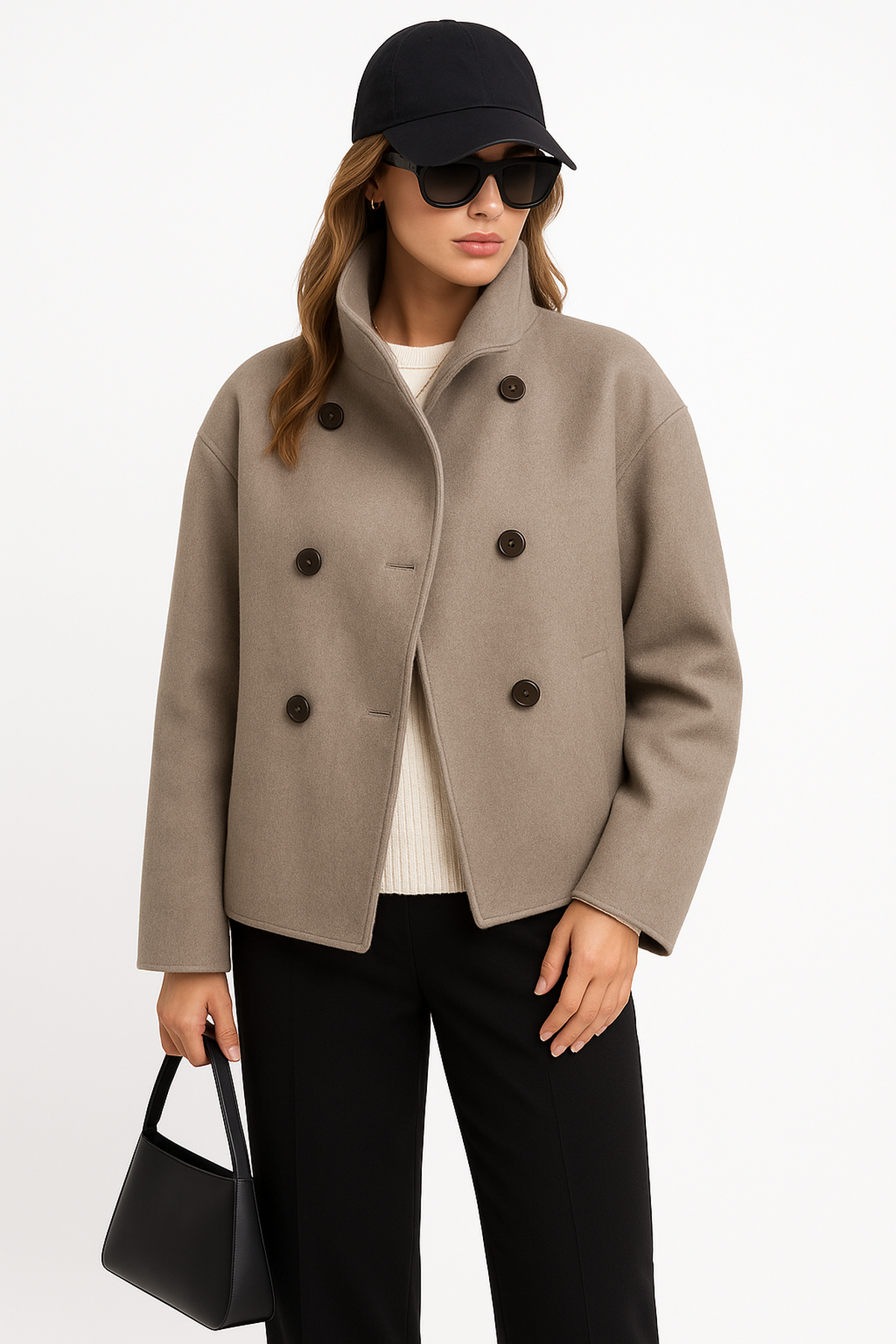 Manteau Court en Mélange de Laine | Double Breasted | Coupe Structurée
