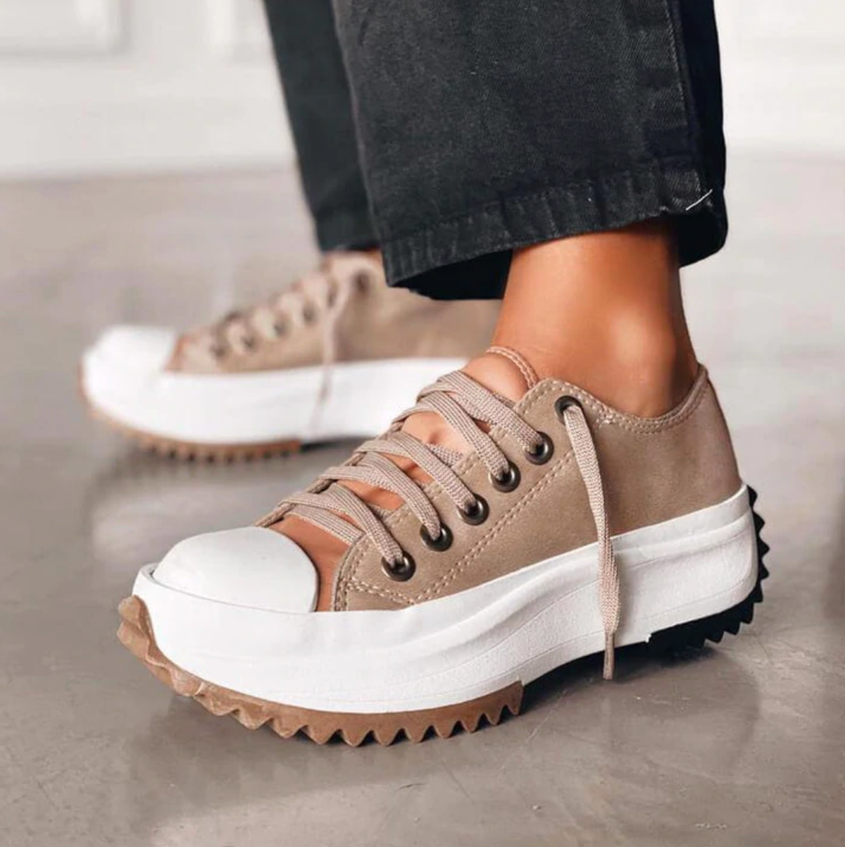 Sneakers en Toile | Semelle Épaisse | Lacet
