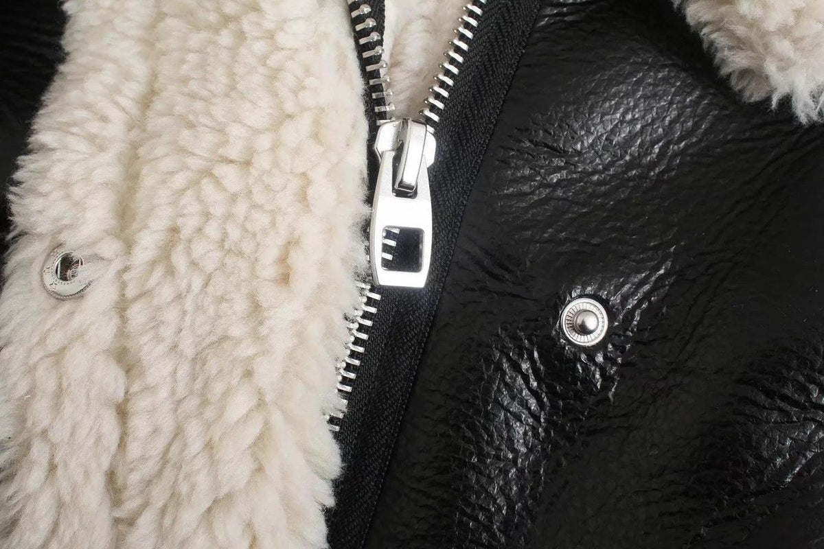 Veste Aviateur en Faux Shearling | Coupe Courte | Col Contrastant