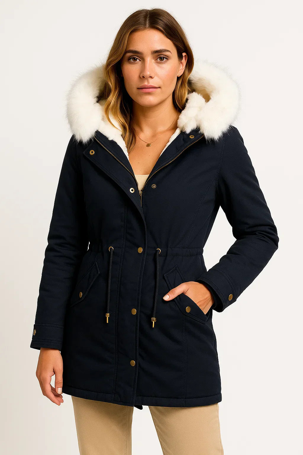 Manteau Parka Hiver | Capuche en Fourrure Synthétique | Doublure Polaire