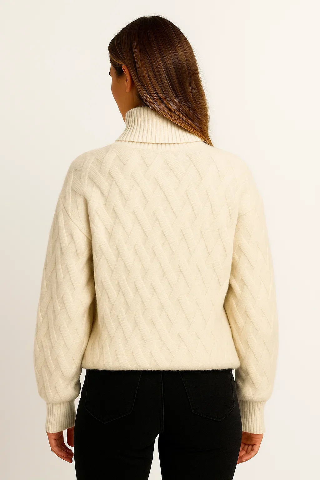 Pull col roulé en mélange de laine | Design tricot texturé