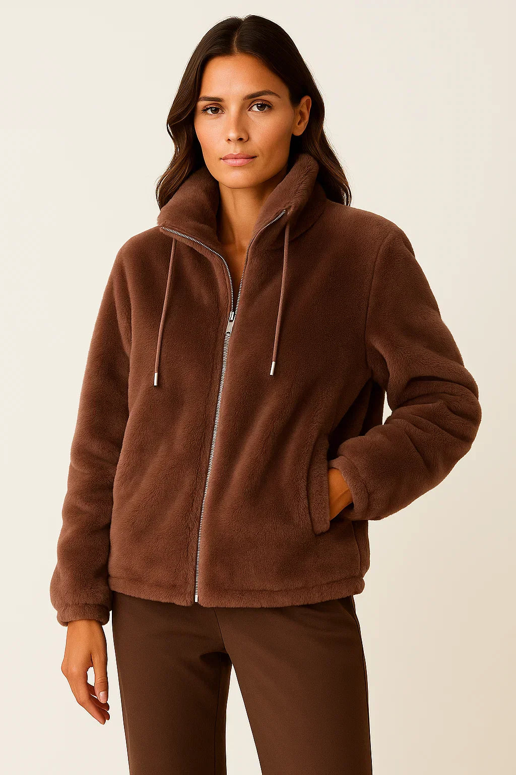 Veste Teddy Fleece Zip | Col Levant | Amouvelle Fondamentale