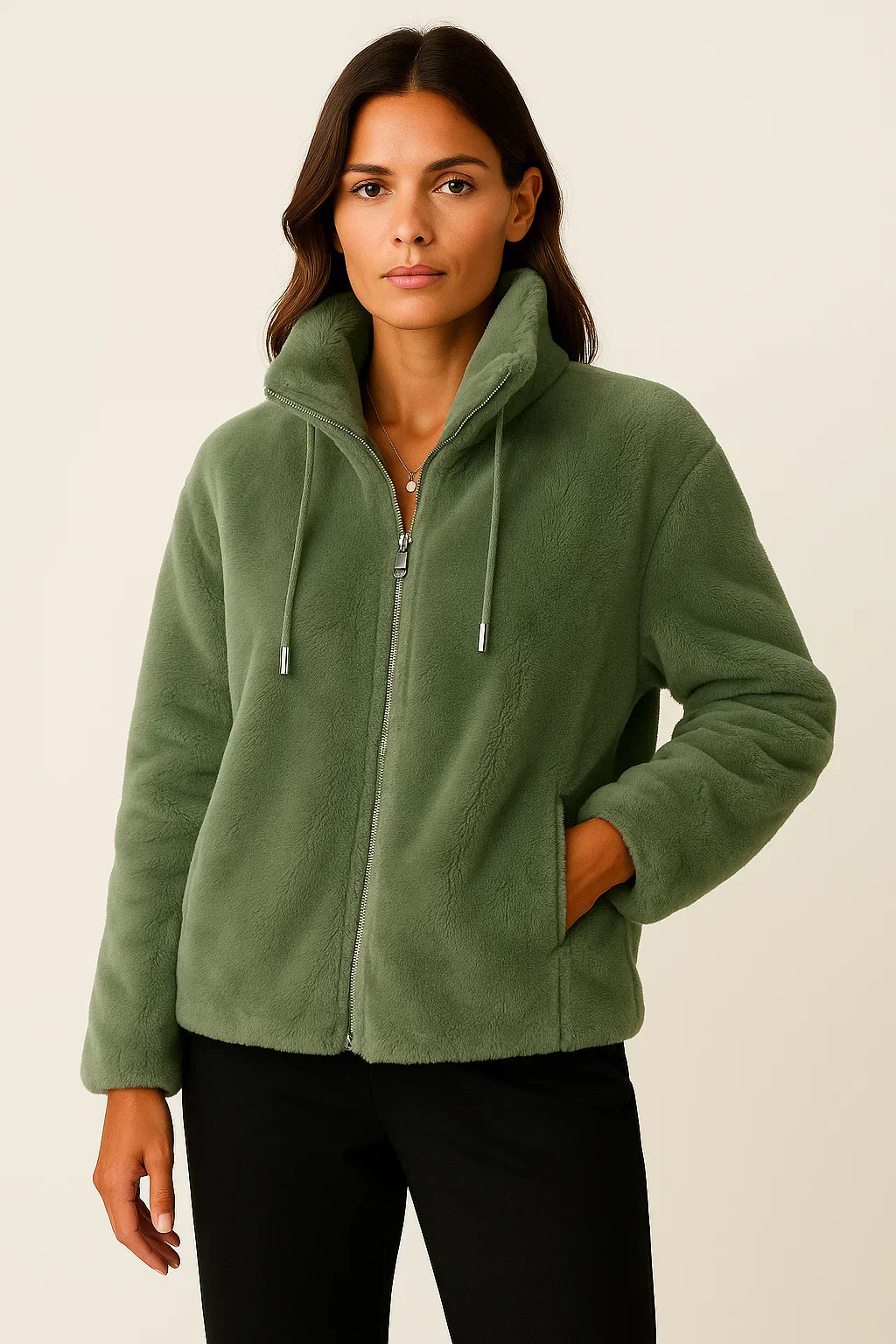 Veste Teddy Fleece Zip | Col Levant | Amouvelle Fondamentale