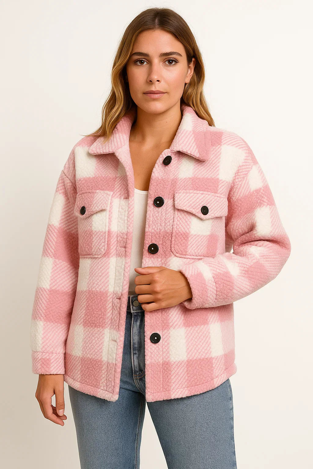 Chemise Overshirt en Laine Mélangée à Carreaux