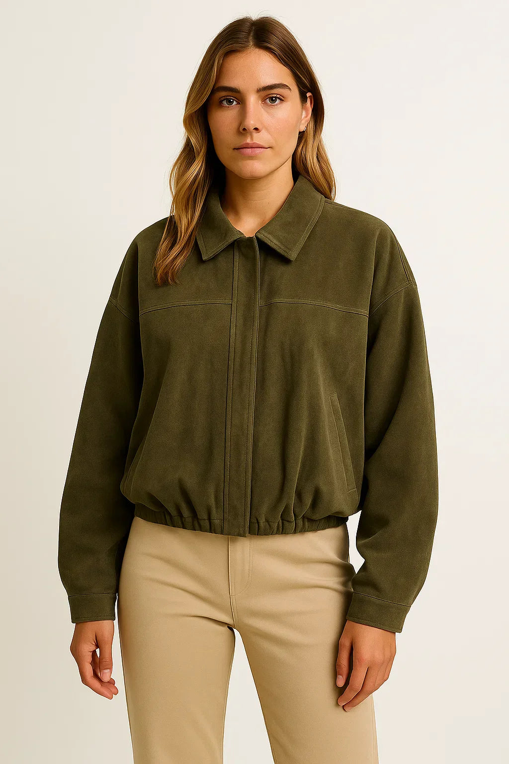 Veste Bomber en Faux Suède Métier | Coupe Relaxed | Fermeture Éclair