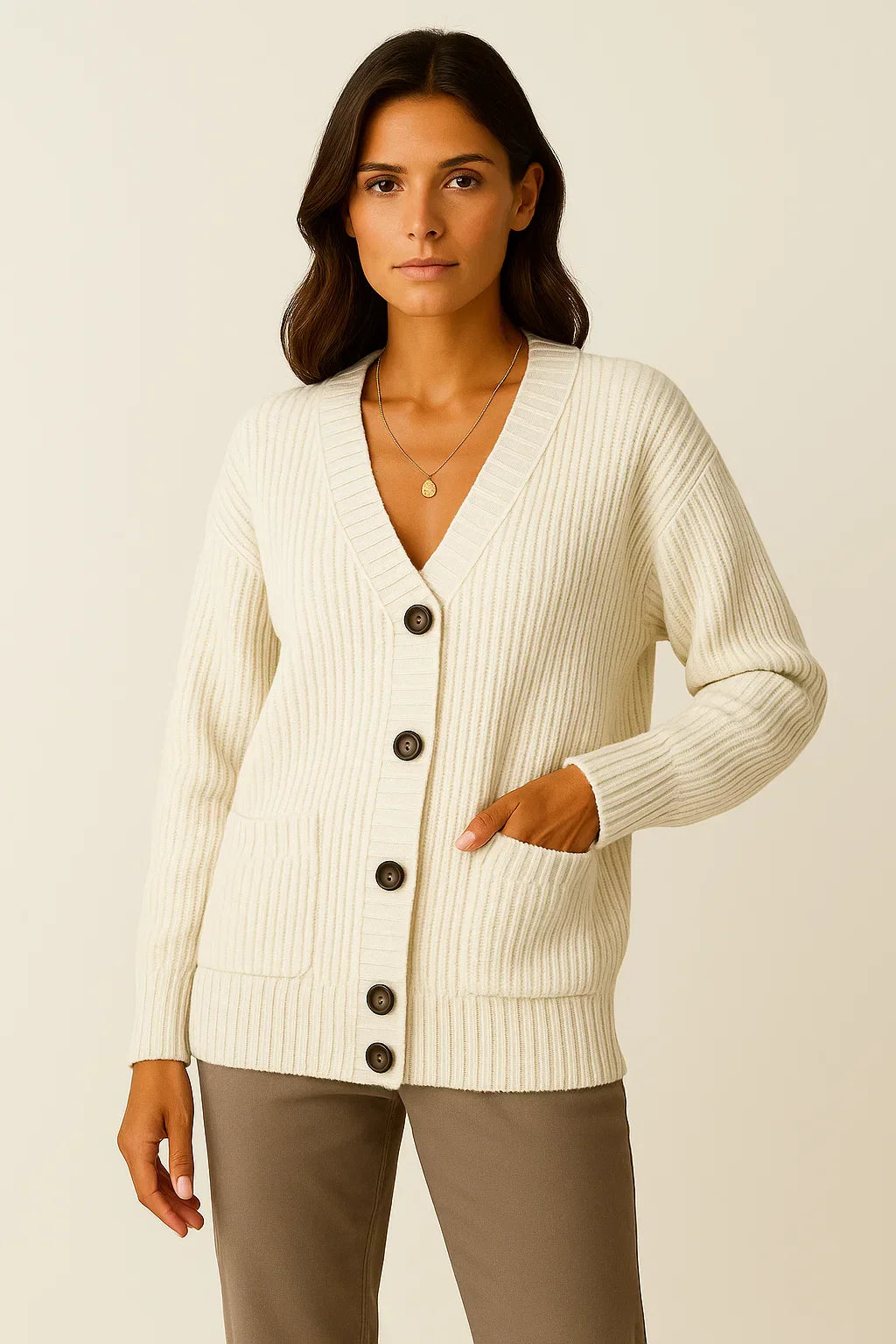 Cardigan Oversize Femme | V-Cou | Coton Mélangé
