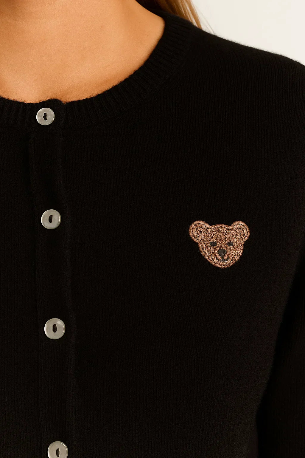 Cardigan brodé à boutons | Coton mélangé | Coupe regular