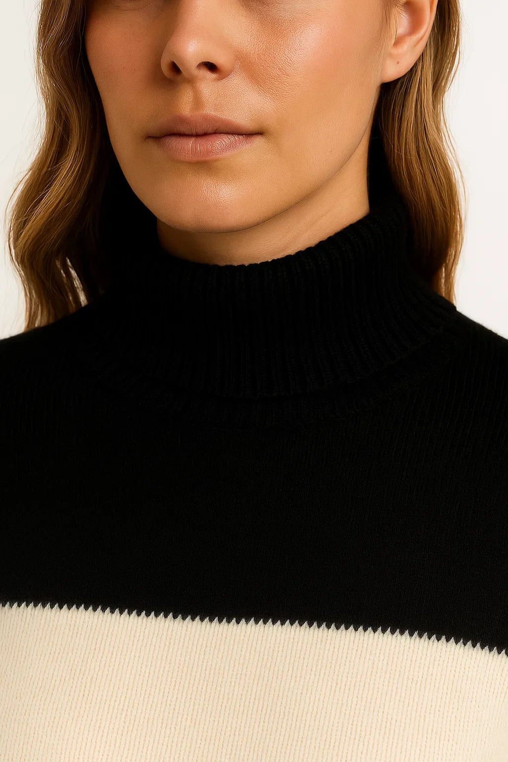 Pull en Mélange de Laine Rayé | Col Montant | Coupe Relaxe