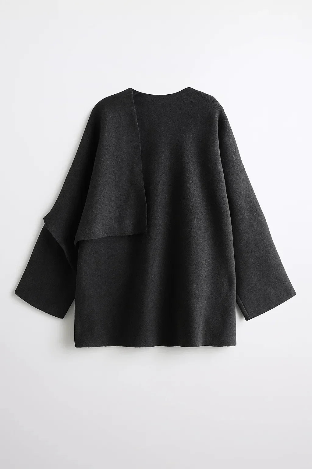 Manteau Asymétrique en Laine | Design Col Scarf