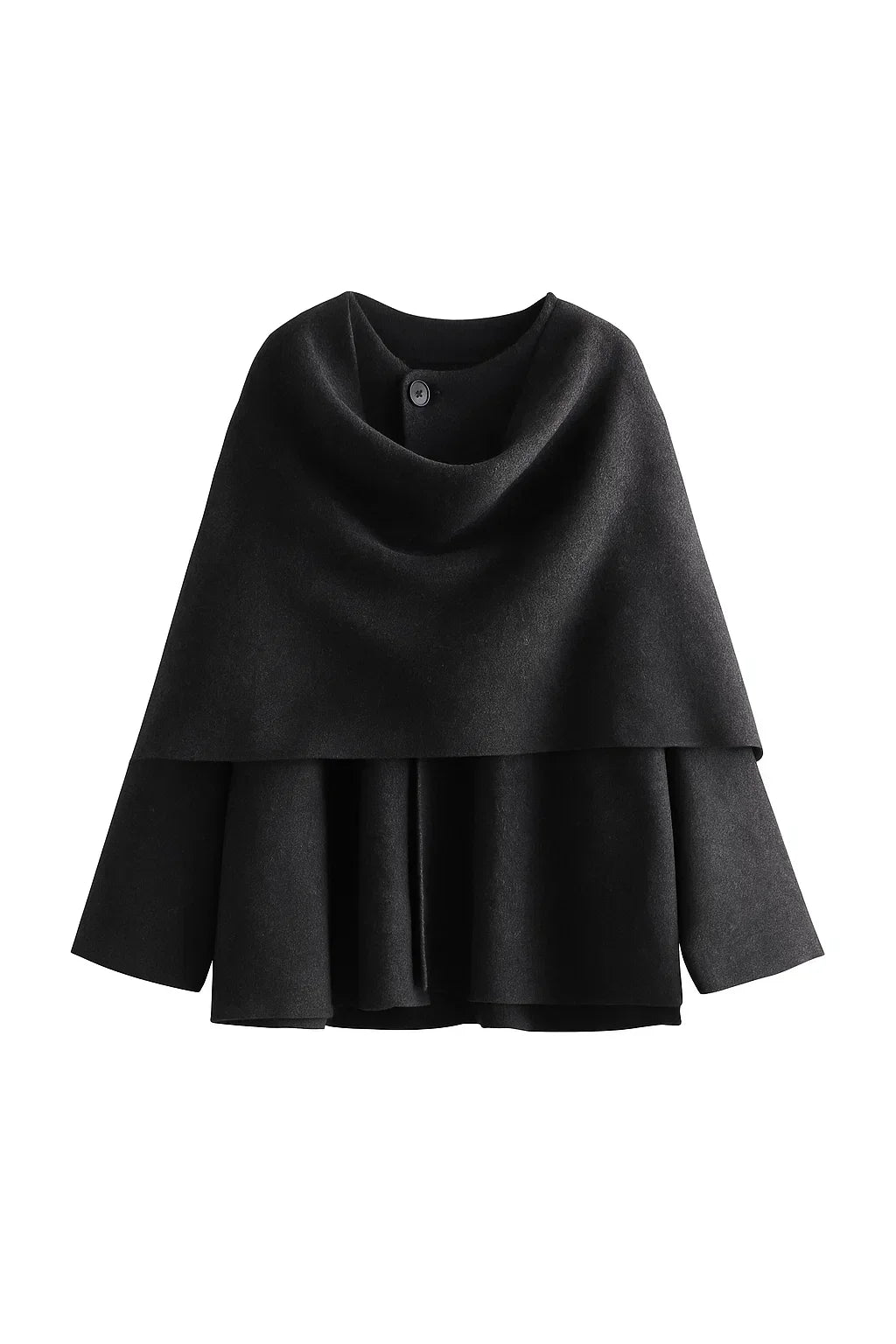 Manteau Asymétrique en Laine | Design Col Scarf