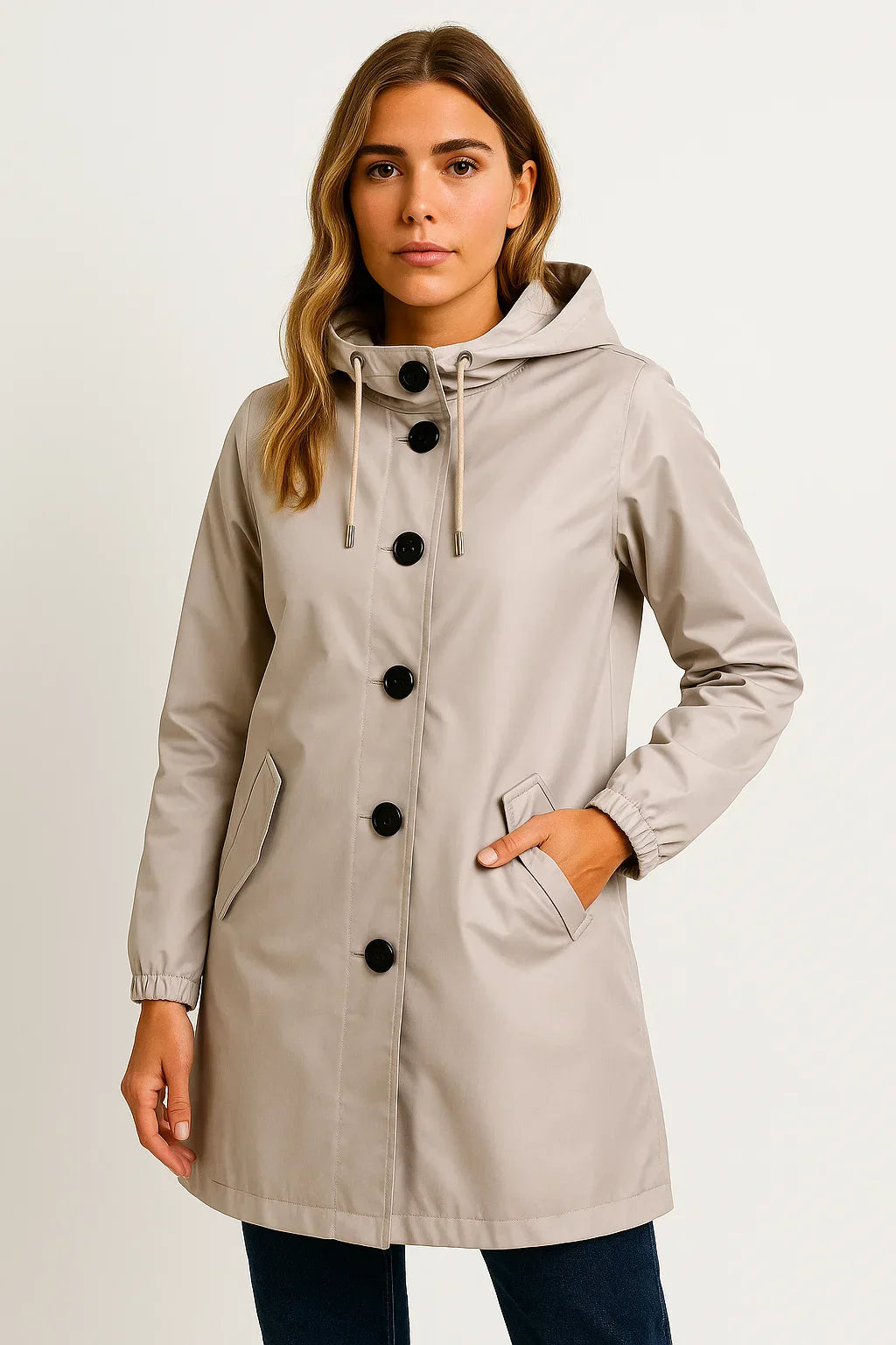 Veste imperméable à capuche femme | Manteau long | Coupe légère