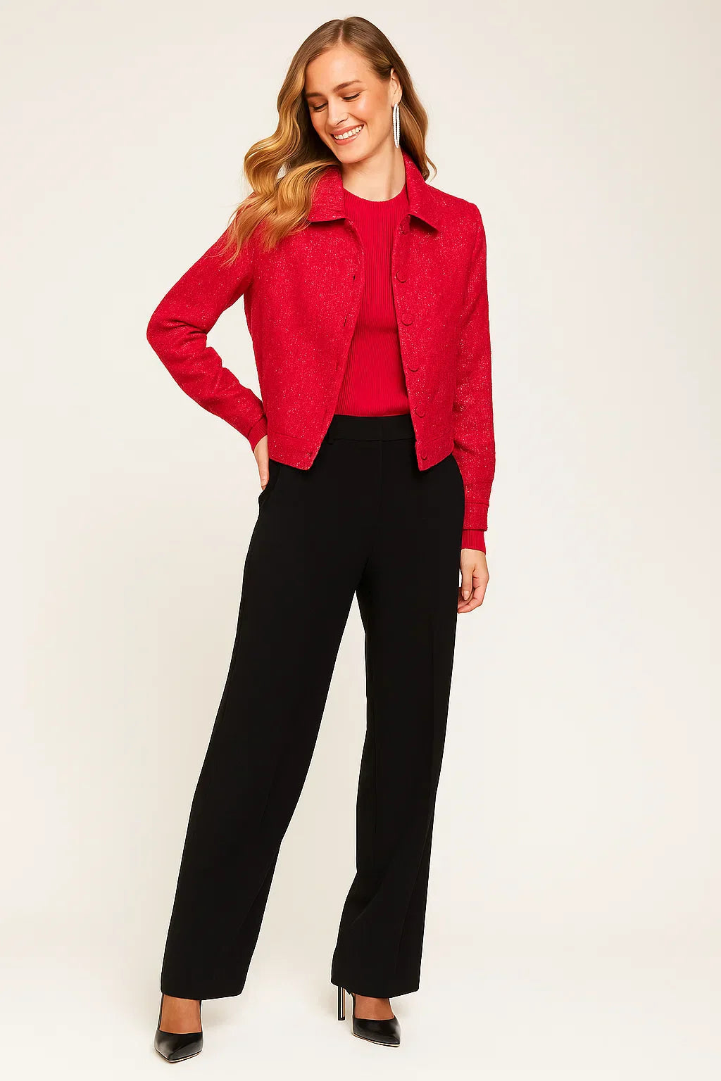 Veste courte texturée | Col structuré | Fini vibrant