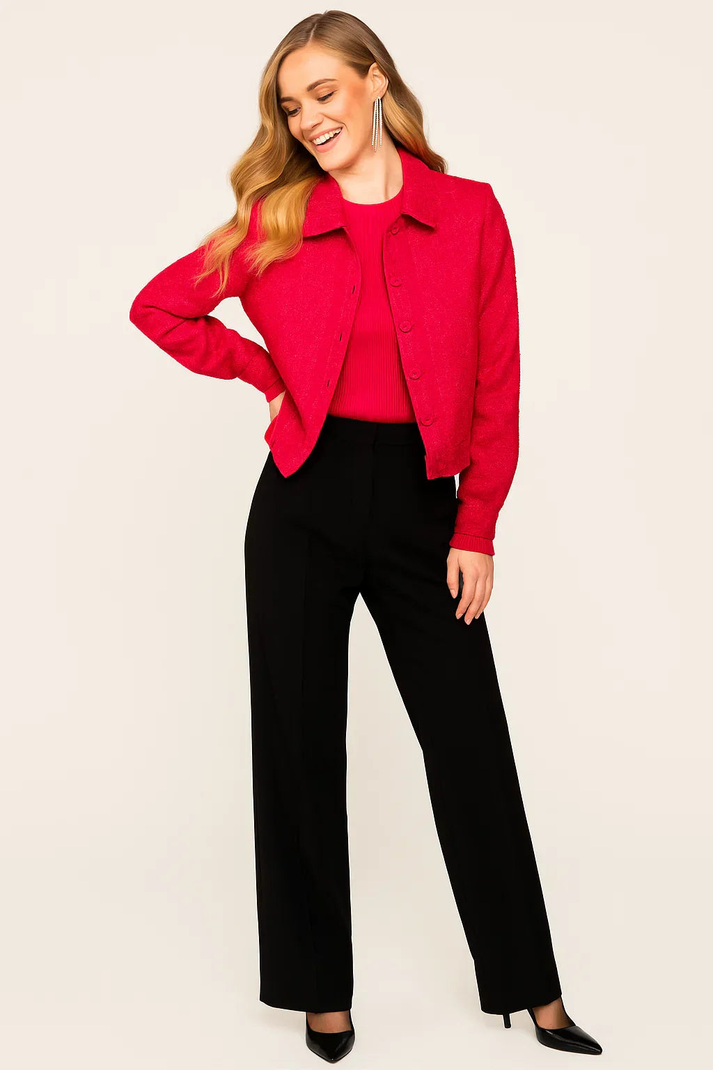 Veste courte texturée | Col structuré | Fini vibrant
