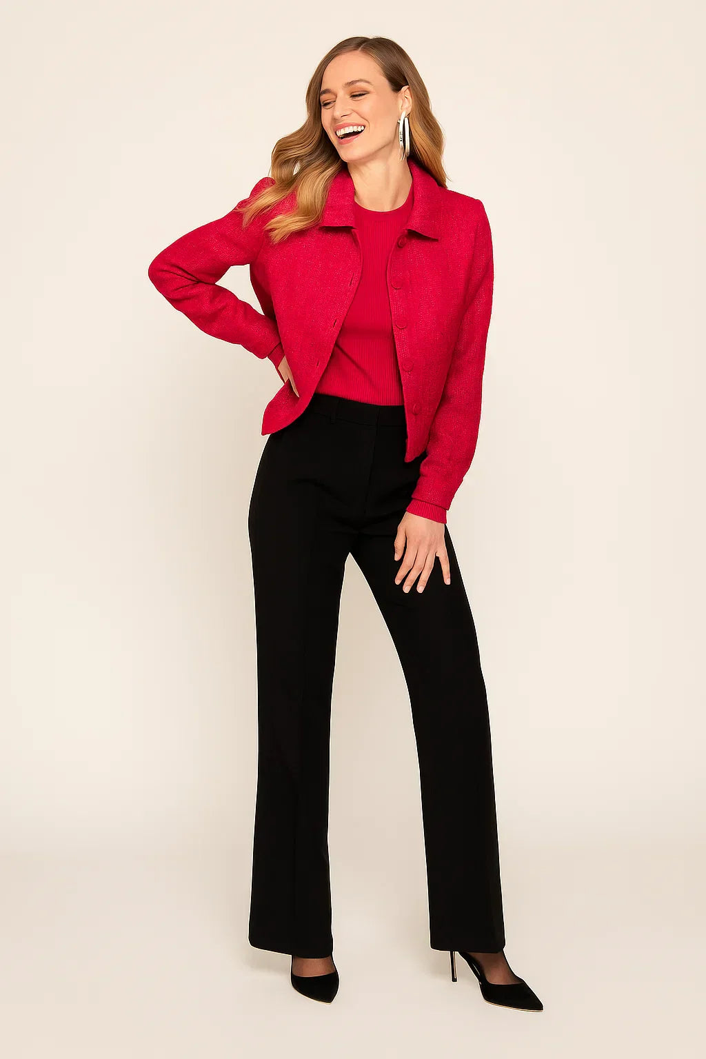 Veste courte texturée | Col structuré | Fini vibrant
