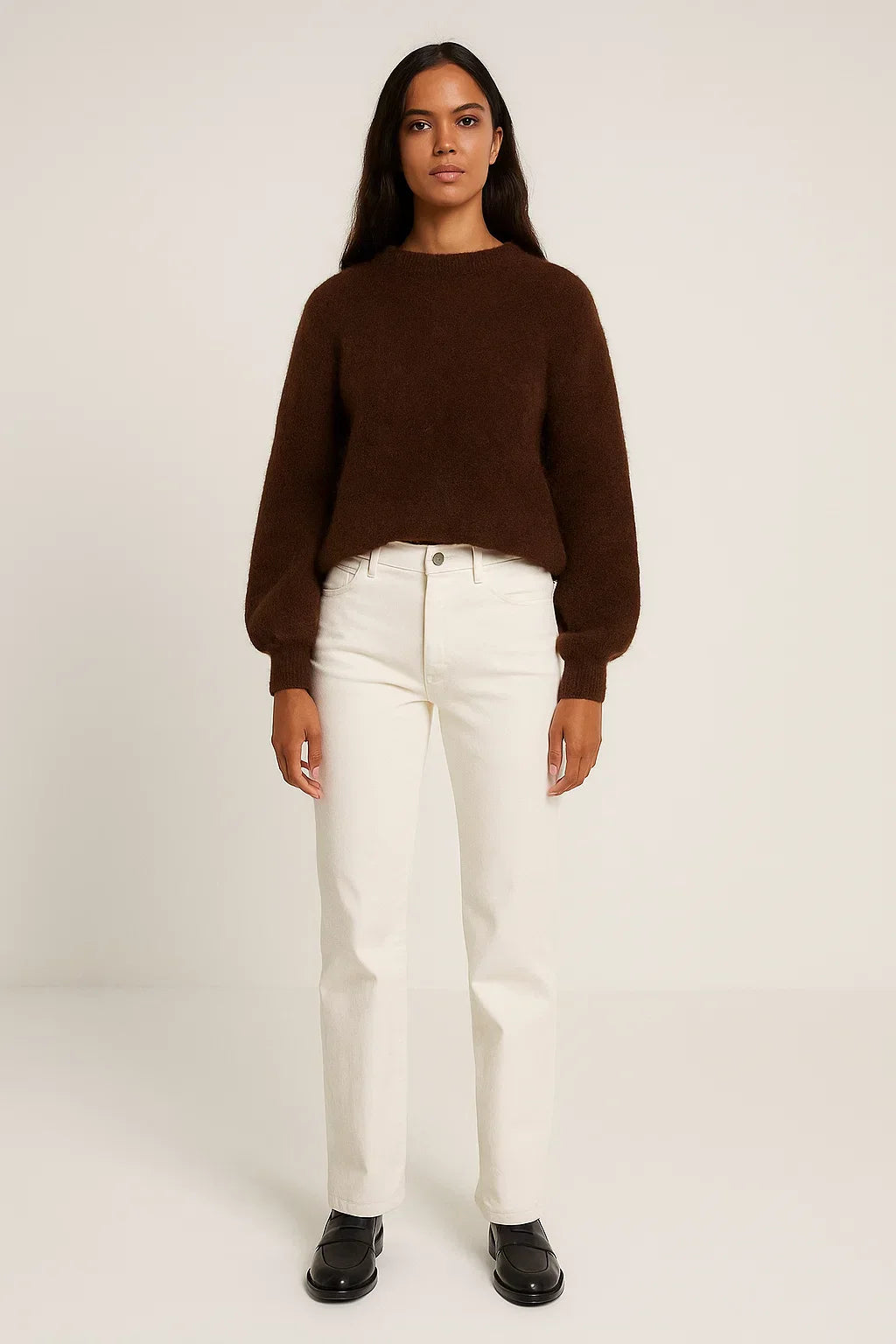 Pull en Laine Mélangée | Col Rond | Maille Souple | Coupe Relaxée