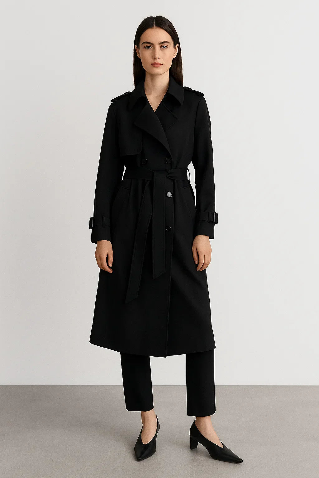 Trench Coat Long | Ceinture A-Line | Design Classique Mi-Saison