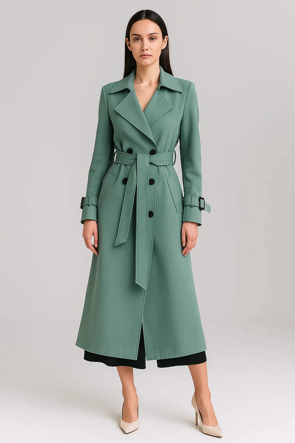 Trench Coat Long | Ceinture A-Line | Design Classique Mi-Saison
