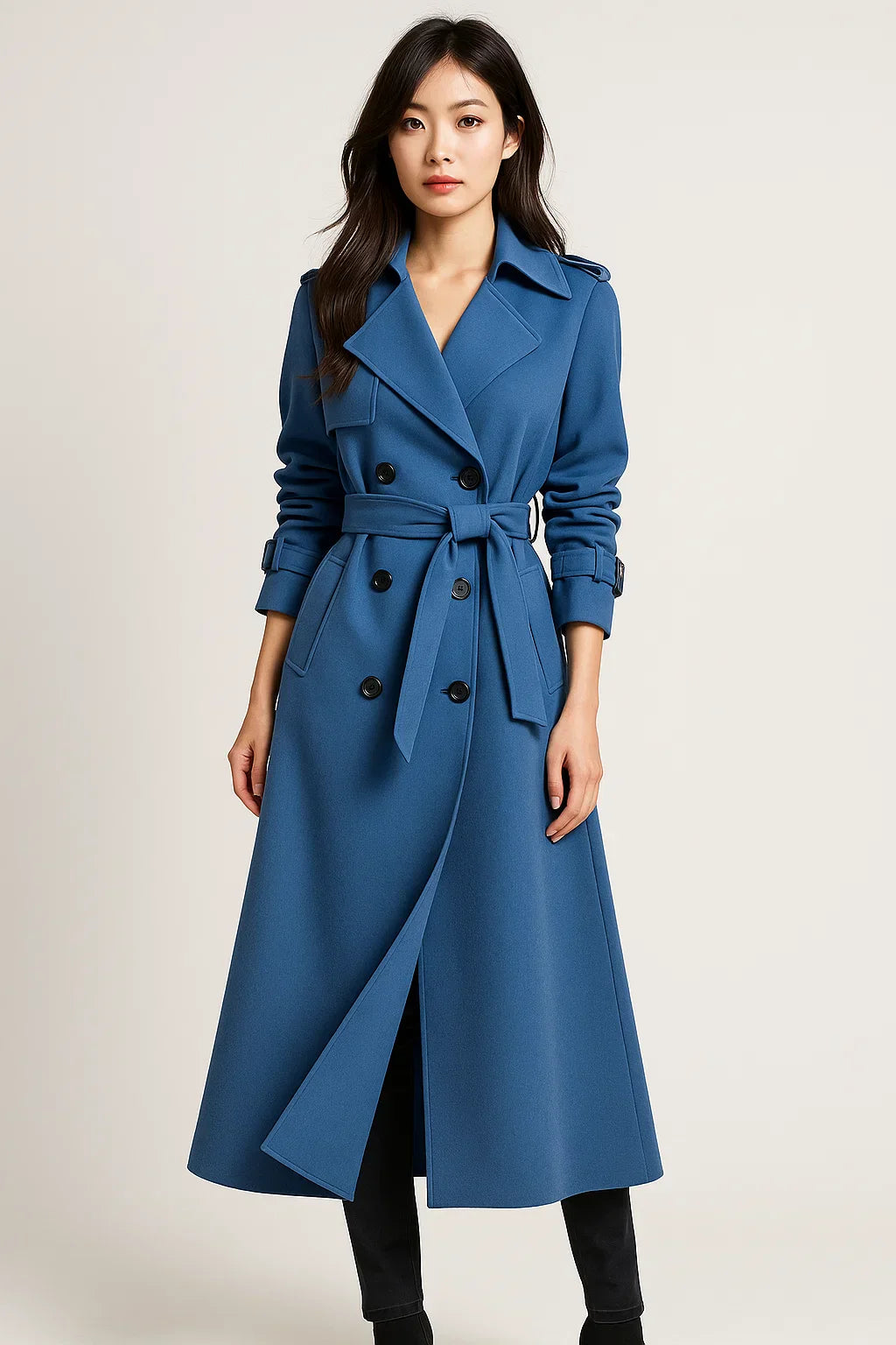Trench Coat Long | Ceinture A-Line | Design Classique Mi-Saison