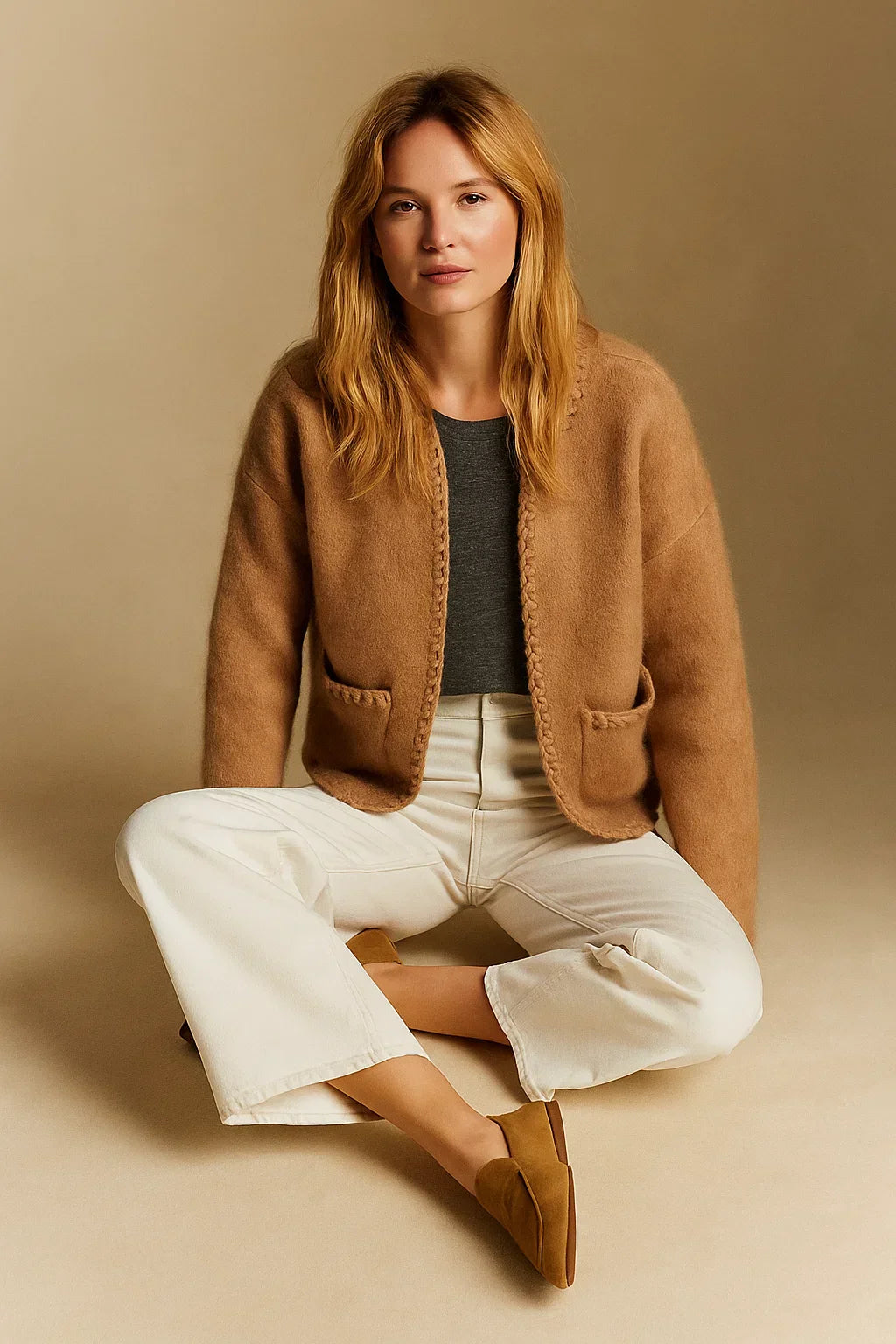 Cardigan en Mélange de Laine | Coupe Boxy | Finition Texturée