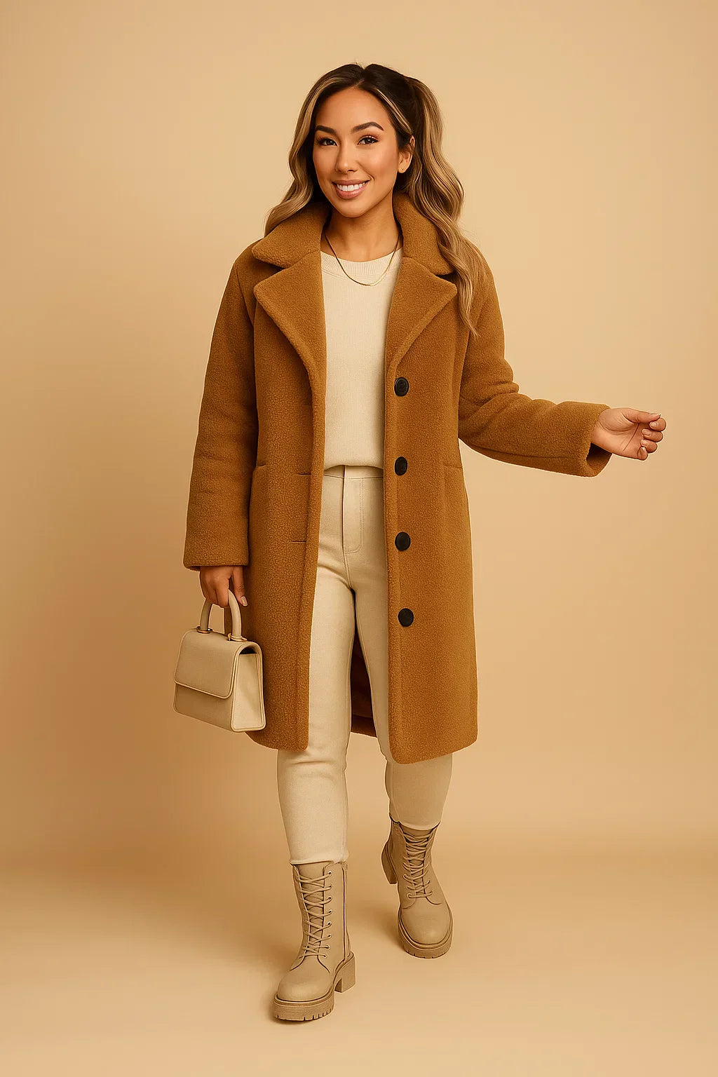 Manteau Long Teddy Fondamentale | Finition Texturée Douce