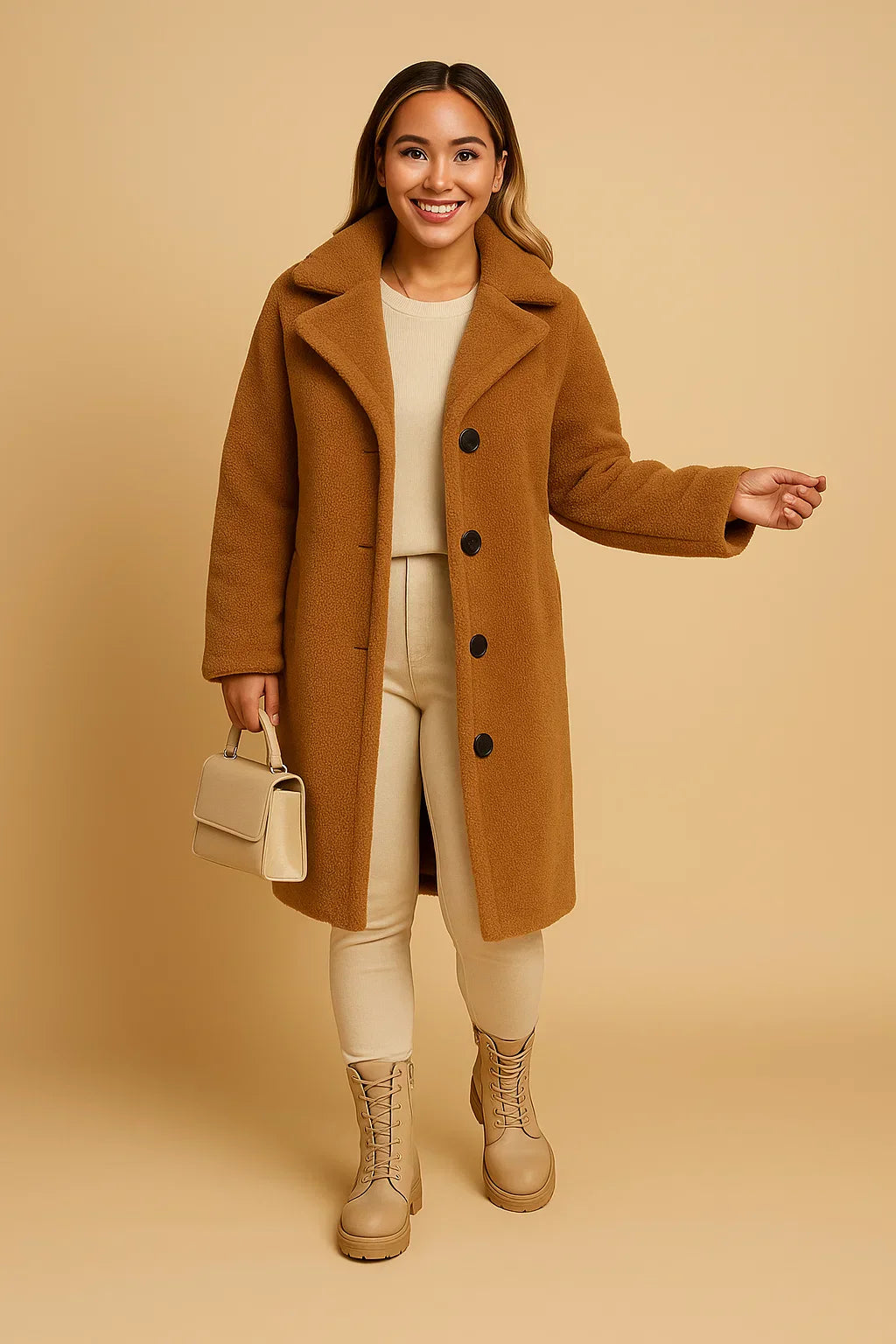 Manteau Long Teddy Fondamentale | Finition Texturée Douce